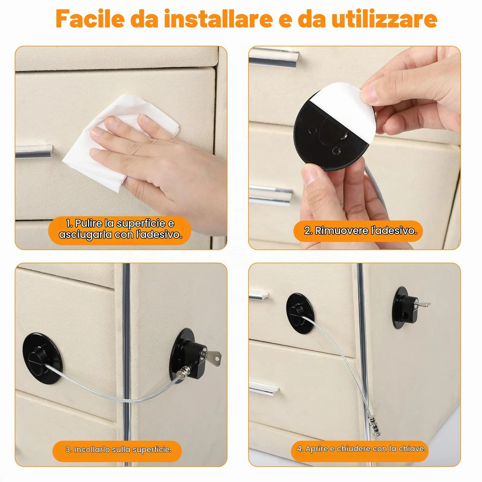 Romon Serratura Per Frigorifero, 4 Pezzi, Bloccafinestre Per Bambini Con 8 Chiavi, Per Porte, Finestre, Frigoriferi, Cassetti, Armadi, Ecc. Con Focus Sulla Sicurezza Dei Bambini - immagine 6