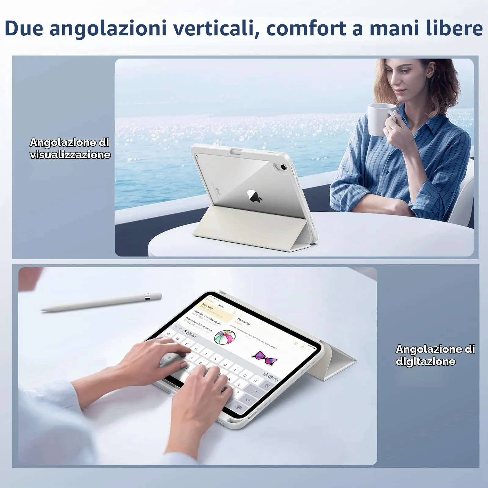 TiMOVO Cover per iPad A16 11. Gen 11"&10. Gen 10,9", Bianco - immagine 7