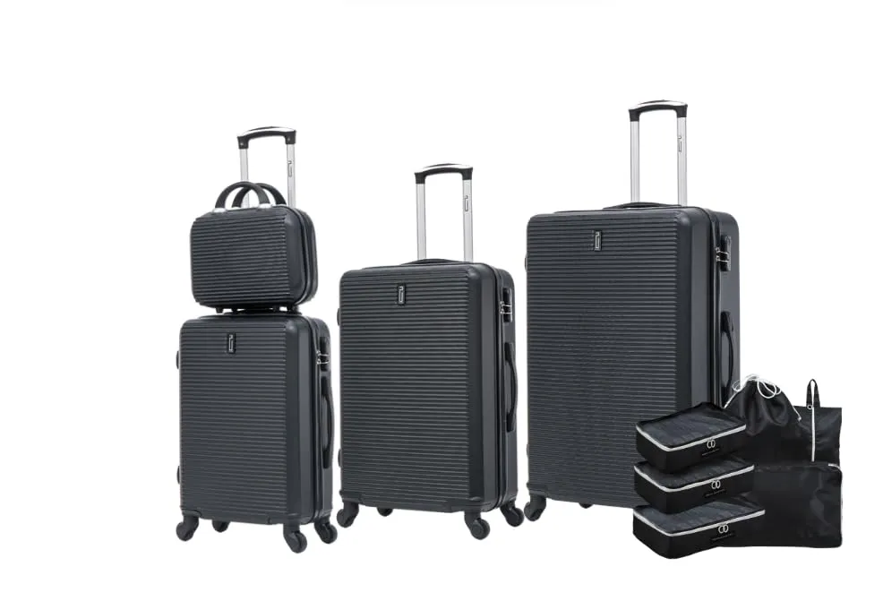 CELIMS Set di valigie leggere, approvate da più di 100 compagnie aeree, per un viaggio in totale sicurezza, Nero , Set 4 pièces - immagine 1