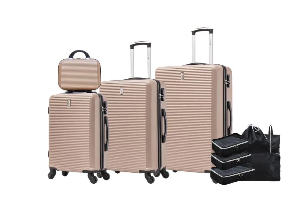 Celims Valigie leggere, approvate da più di 100 compagnie aeree, per un viaggio in tutta sicurezza, champagne, Set 4 pièces - immagine 1