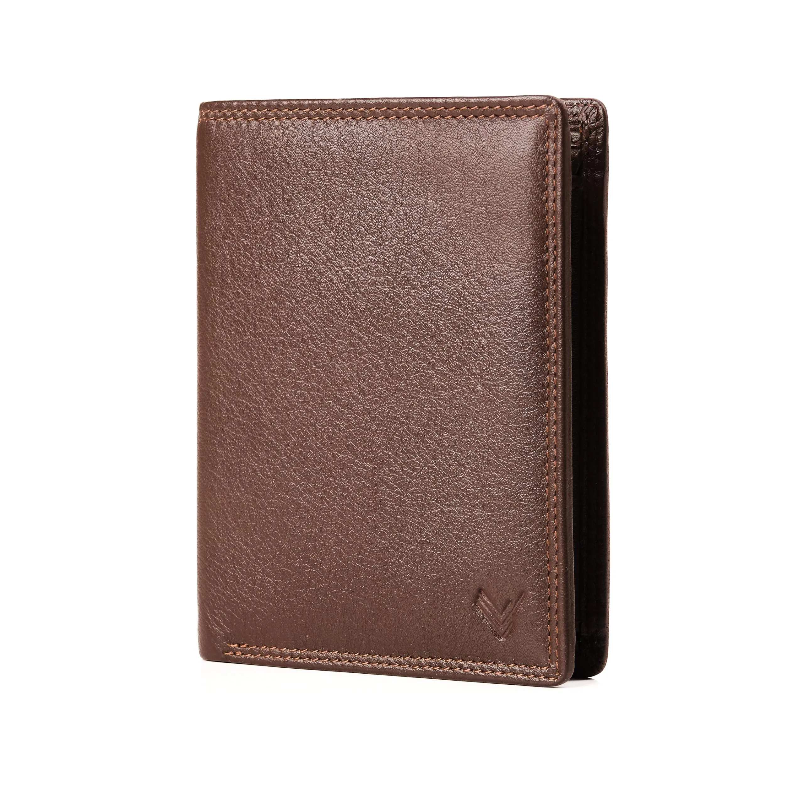 Portafoglio Verticale Uomo Slim Vera Pelle RFID Porta Carte Portamonete - immagine 1