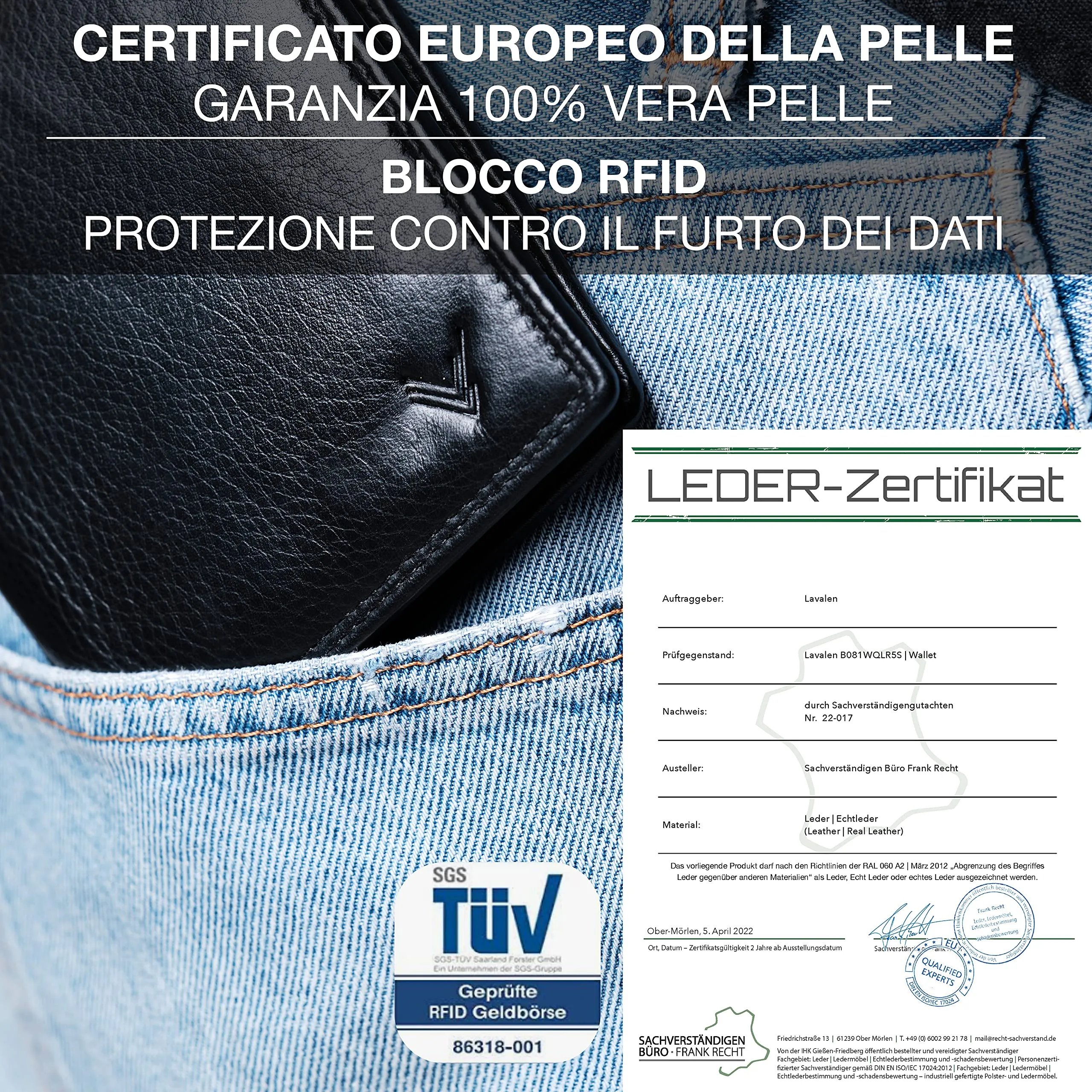 Portafoglio Verticale Uomo Slim Vera Pelle RFID Porta Carte Portamonete - immagine 5