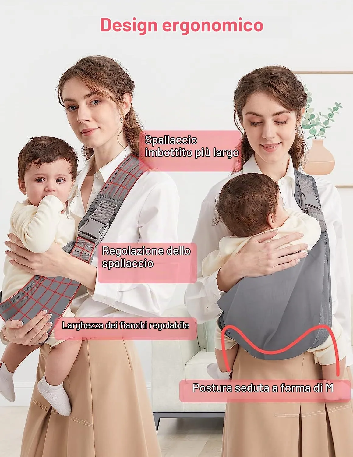 Mumgaroo Fascia Porta Bebè Ergonomica (da 0 a 15kg, Pieghevole 12 cm) - immagine 2