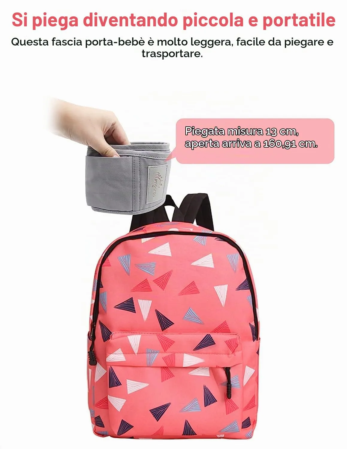 Mumgaroo Fascia Porta Bebè Ergonomica (da 0 a 15kg, Pieghevole 12 cm) - immagine 6