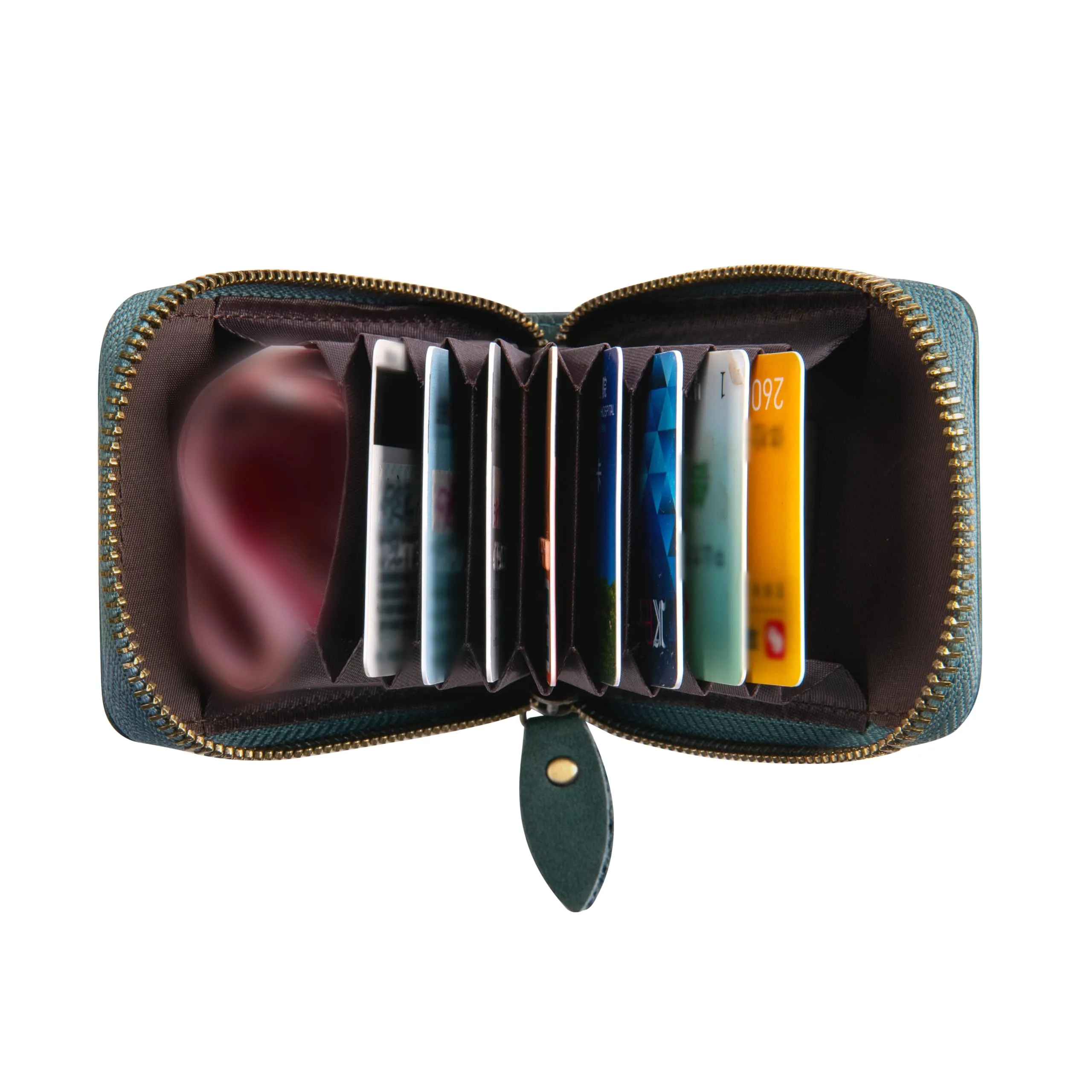 Porta Carte Credito Portatessere Portafoglio Piccolo Compatto Mini Slim da Donna Uomo in Vera Pelle con Tasca Posteriore con Protezione Rfid 13 Scomparti per Carte con Cerniera(Nero) - immagine 4