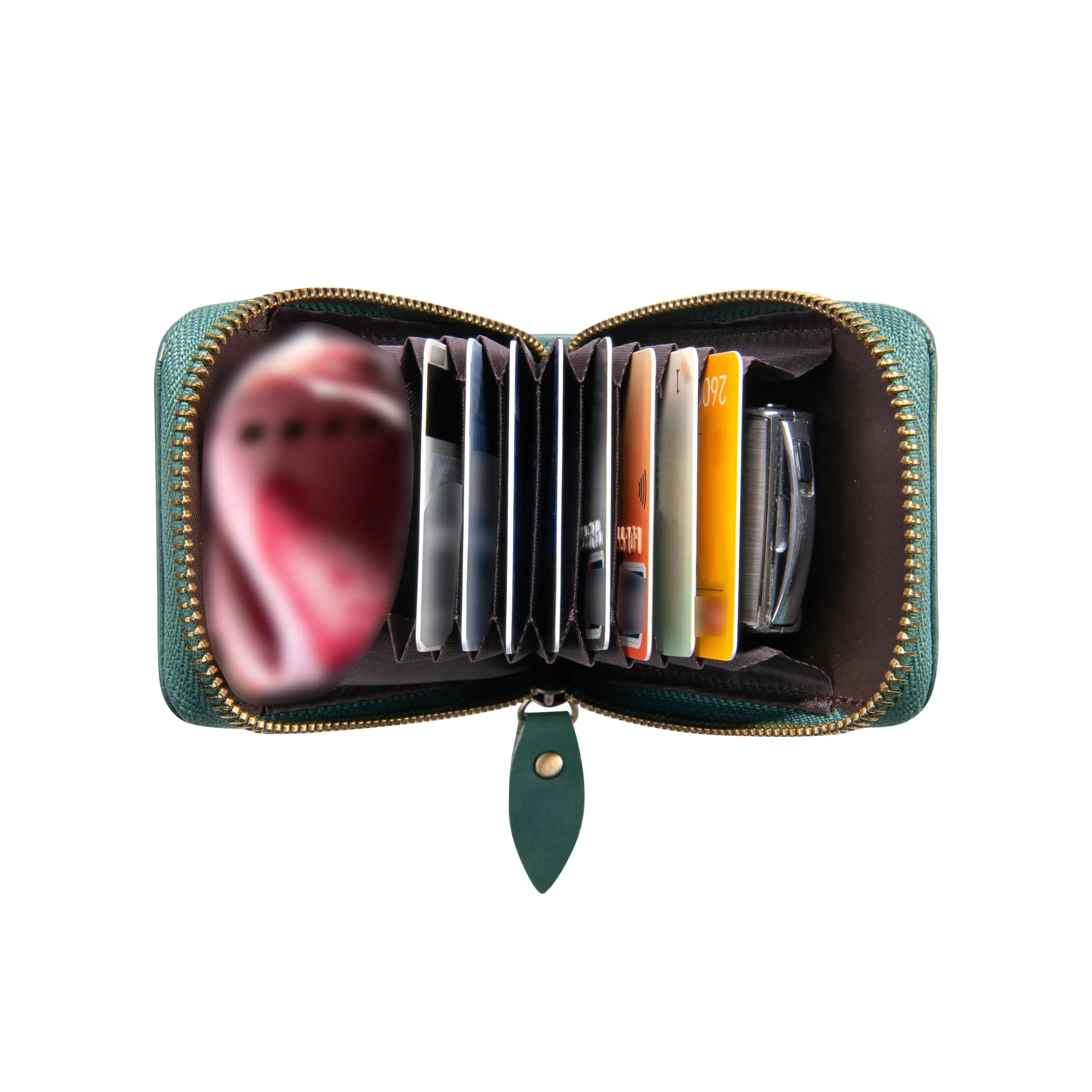 Porta Carte Credito Portatessere Portafoglio Piccolo Compatto Mini Slim da Donna Uomo in Vera Pelle con Tasca Posteriore con Protezione Rfid 13 Scomparti per Carte con Cerniera(Marrone) - immagine 5