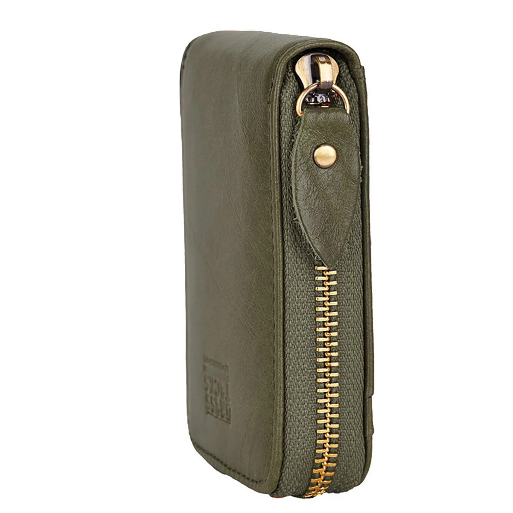 Porta Carte Credito Portatessere Portafoglio Piccolo Compatto Mini Slim da Donna Uomo in Vera Pelle con Tasca Posteriore con Protezione Rfid 13 Scomparti per Carte con Cerniera(Arancione) - immagine 6