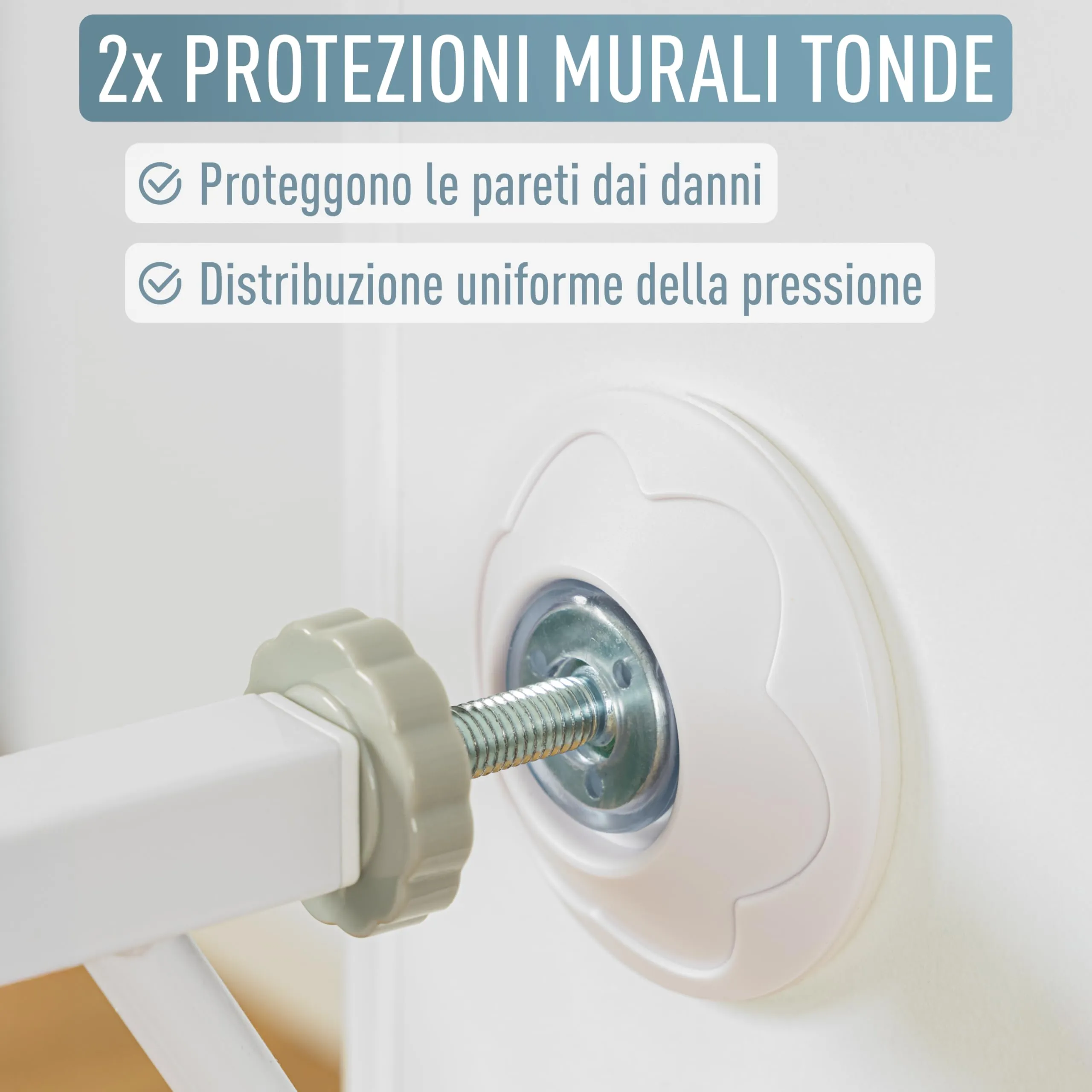 ib style Set di 4 Protezioni da Parete per Cancelletto di Sicurezza – Paraspigoli Antigraffio e Antimpronta, Antiscivolo per Bambini e Cani, Senza Forature, Universali, Bianchi - immagine 2