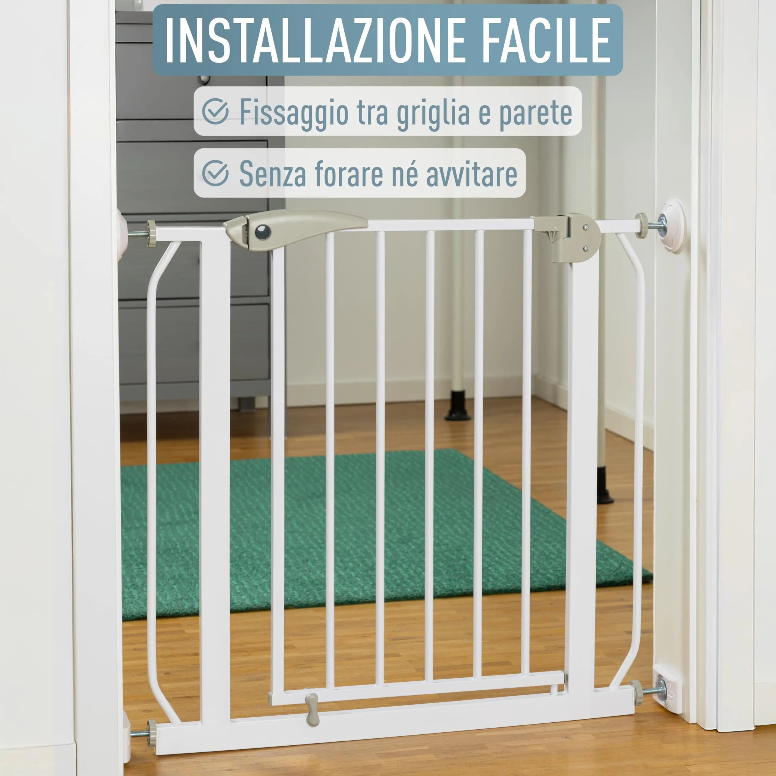 ib style Set di 4 Protezioni da Parete per Cancelletto di Sicurezza – Paraspigoli Antigraffio e Antimpronta, Antiscivolo per Bambini e Cani, Senza Forature, Universali, Bianchi - immagine 4