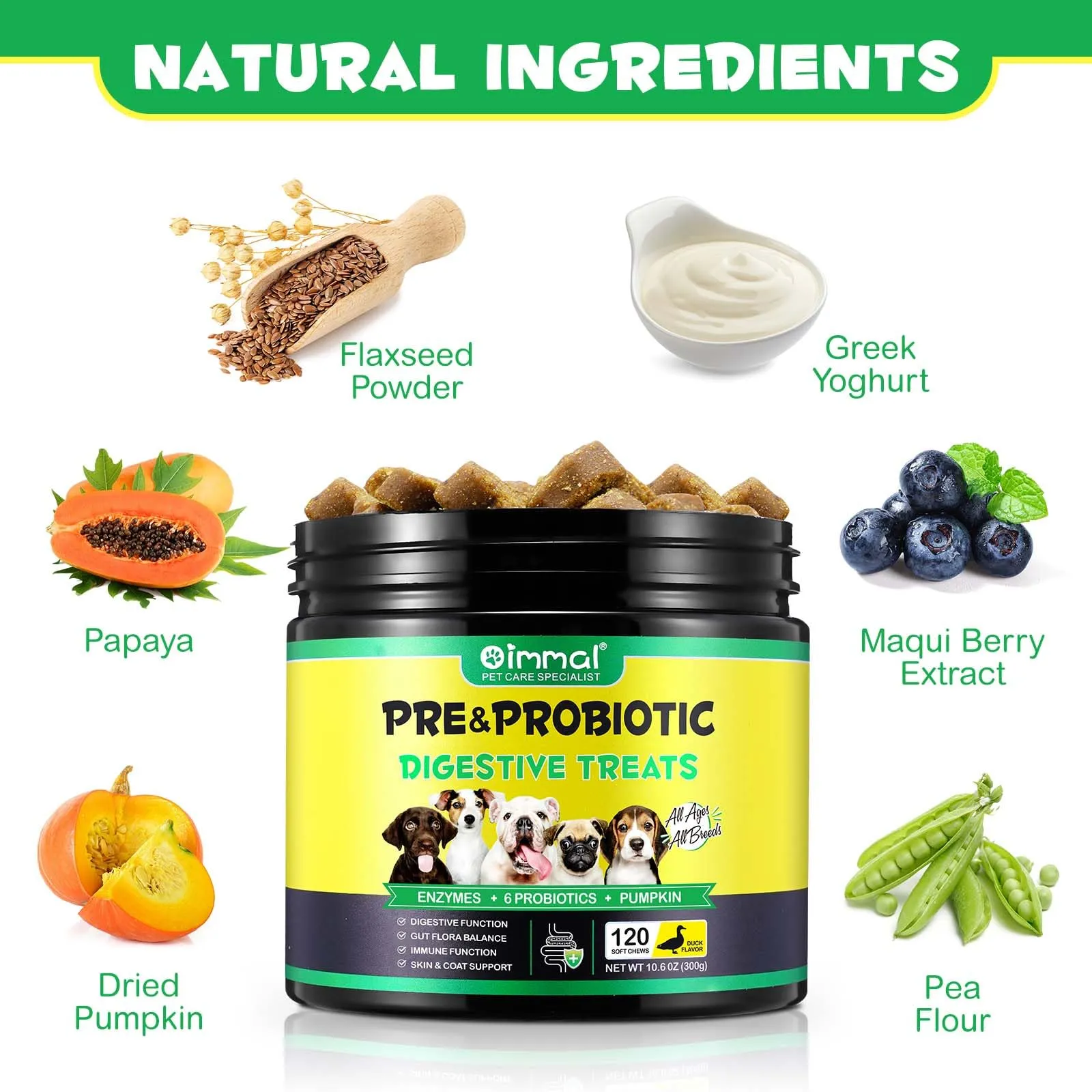 Probiotici Per Cani, Probiotico Digestivo per Cani Enzimi Digestivi, Sistema Immunitario e Supporti per la Salute Generale, Flora Intestinale, Sollievo dal Prurito Allergico - immagine 5