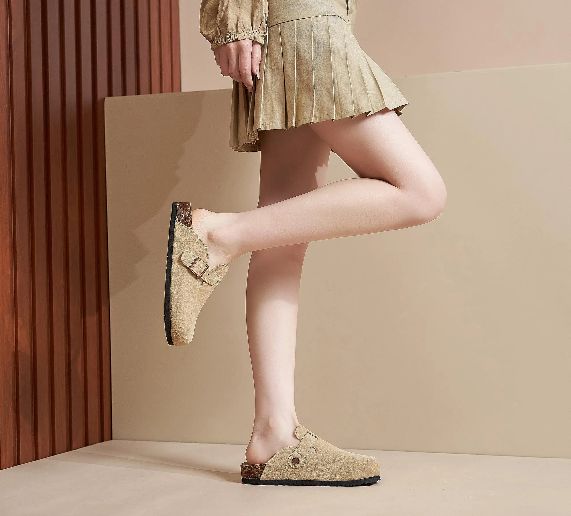Meik Mangni Zoccoli e Sabot Donna Ciabatte da Uomo Pantofole in Pelle,Nero 47 EU - immagine 3