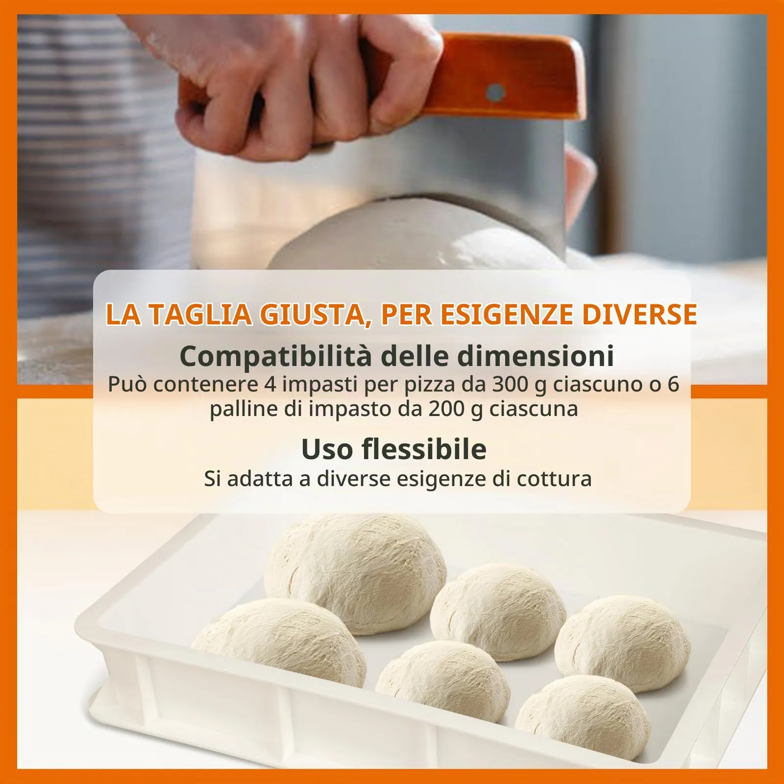 Cassetta Lievitazione Pizza - Contenitore Alimentare Impilabile 30x40x10 cm, per Pane, Pizza, Impasto - immagine 6