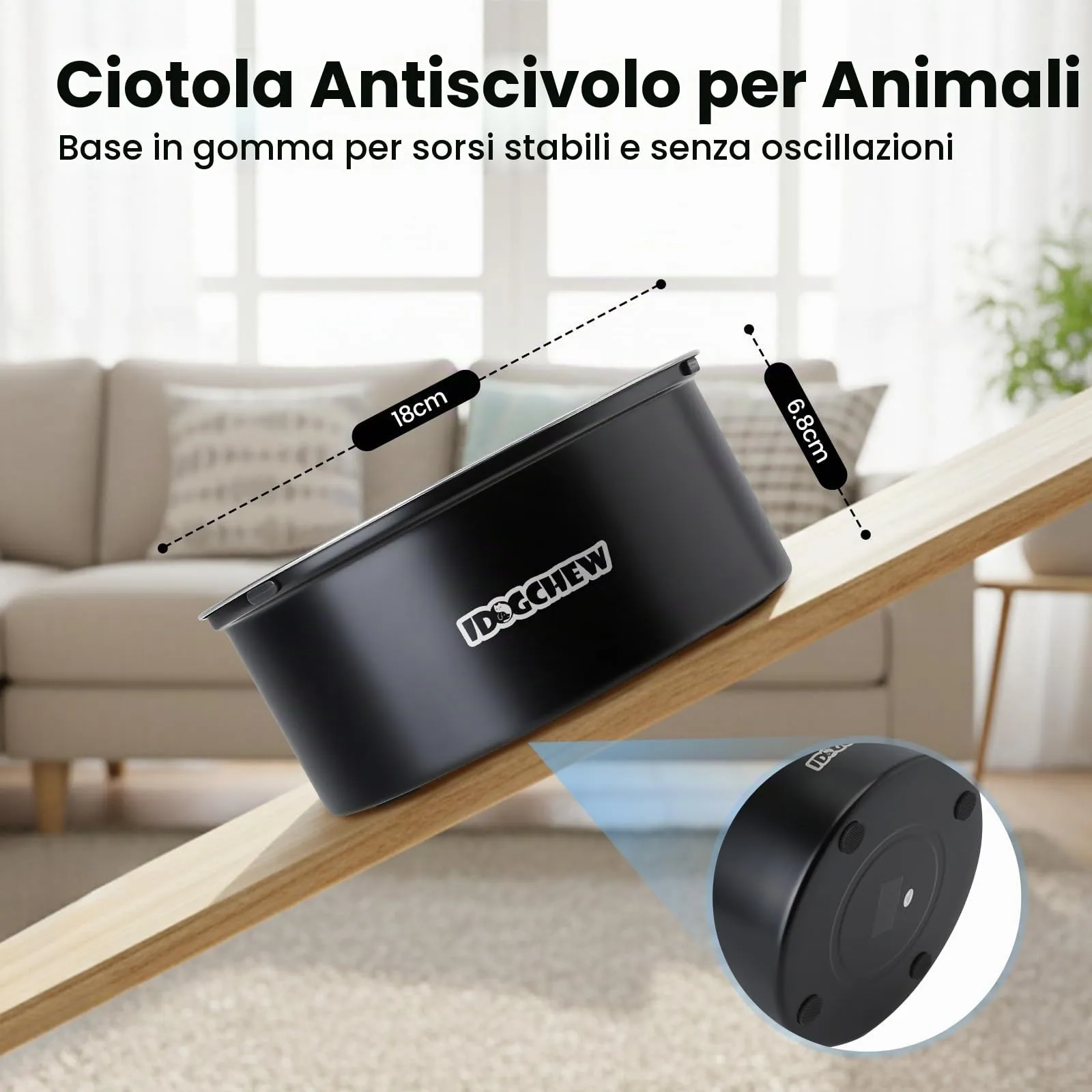 IDOGCHEW Ciotola Acqua Cane Antigoccia 1 L, in Acciaio, Anti-Fuoriuscita - immagine 5
