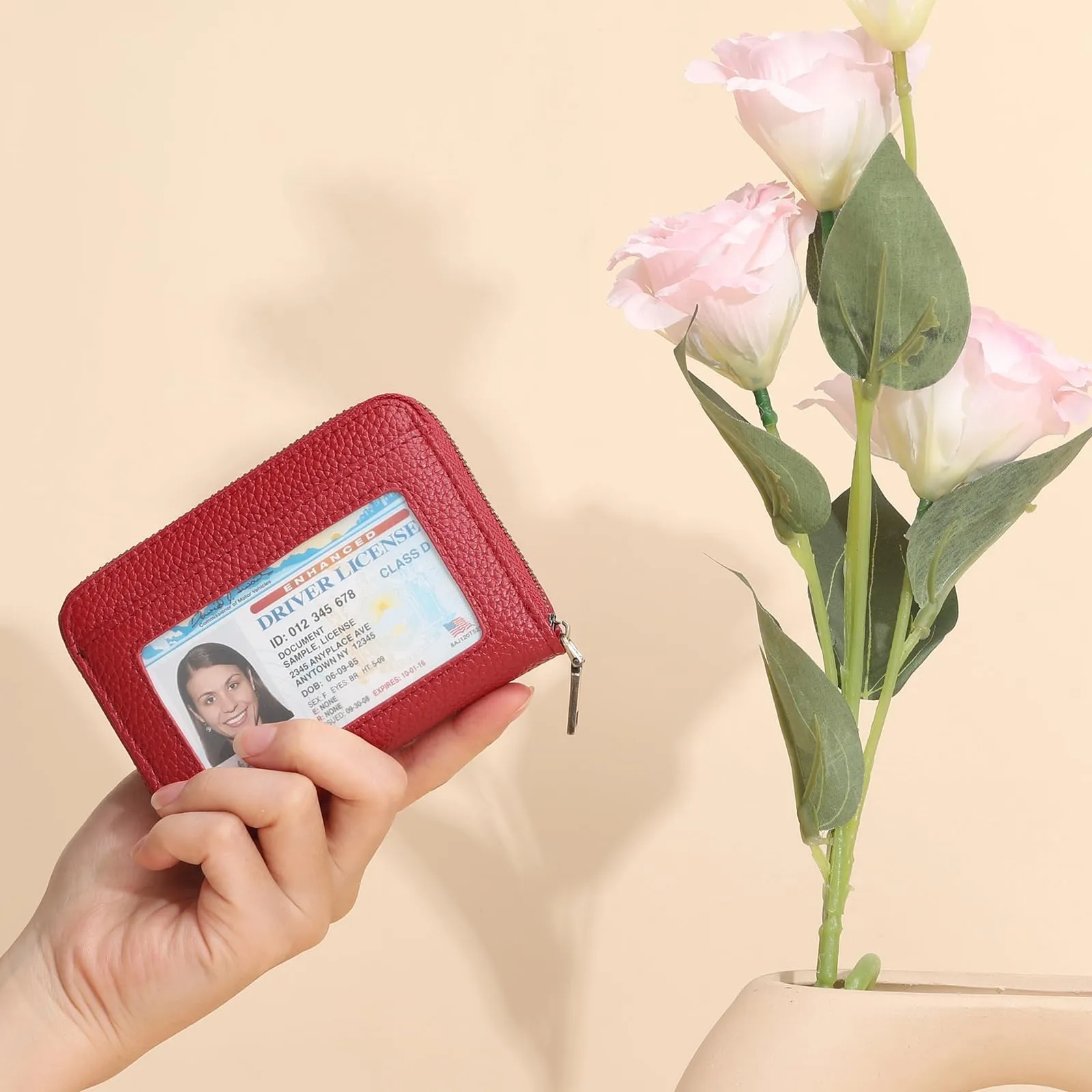 SENDEFN Portafoglio Donna Piccolo, Porta Carte di Credito con Protezione RFID e Molti Altri Scomparti, Portafoglio Cerniera Donna Piccolo, Porta Tessere Pelle - immagine 6