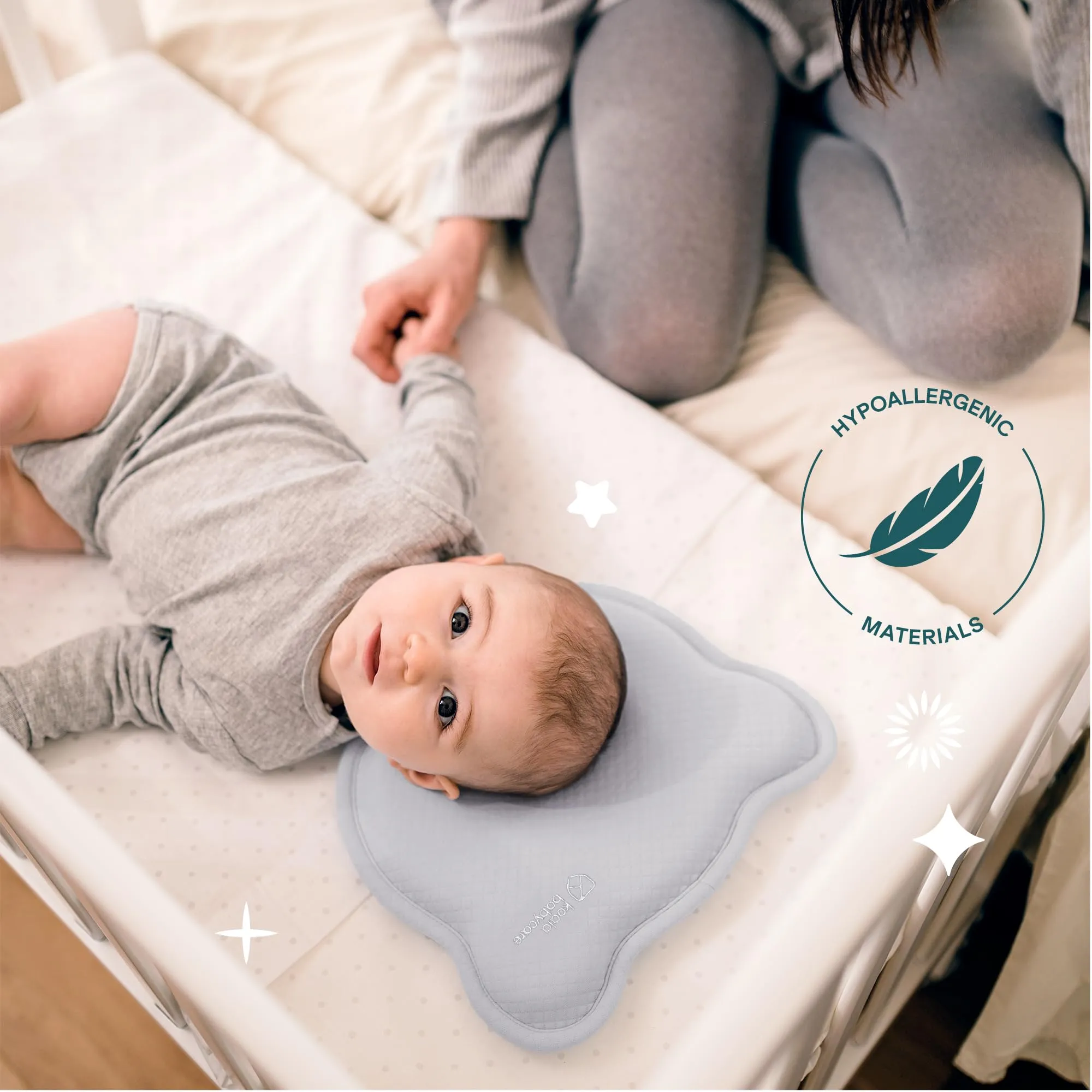 Koala Babycare Cuscino Neonato Plagiocefalia Sfoderabile (con due Federe) per aiutare a prevenire e trattare la Testa Piatta in Memory Foam - immagine 4