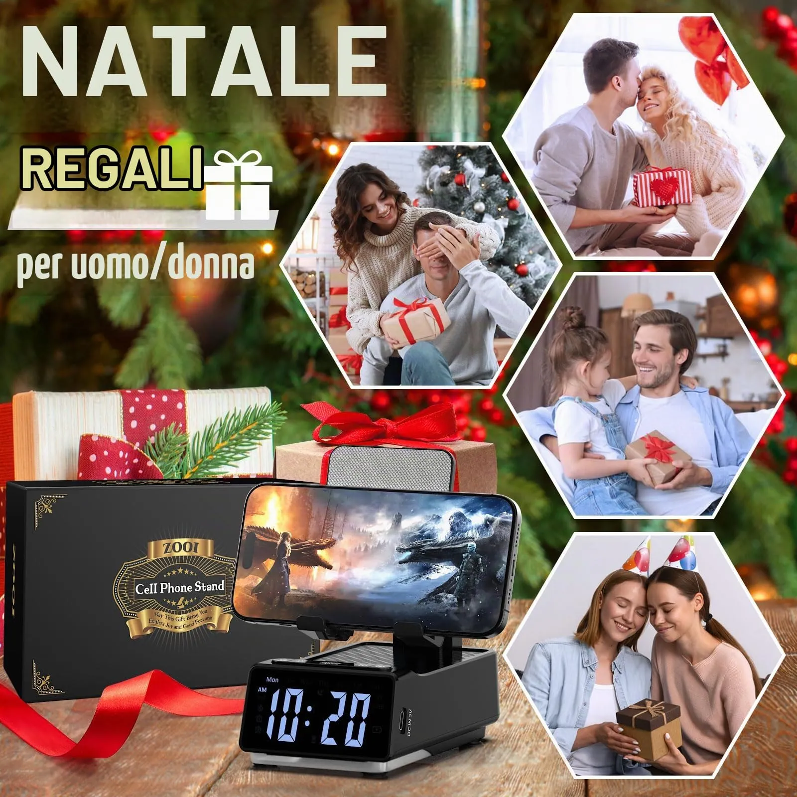ZOOI Regalo Uomo, 6 in 1 Altoparlante Bluetooth con Supporto - immagine 2