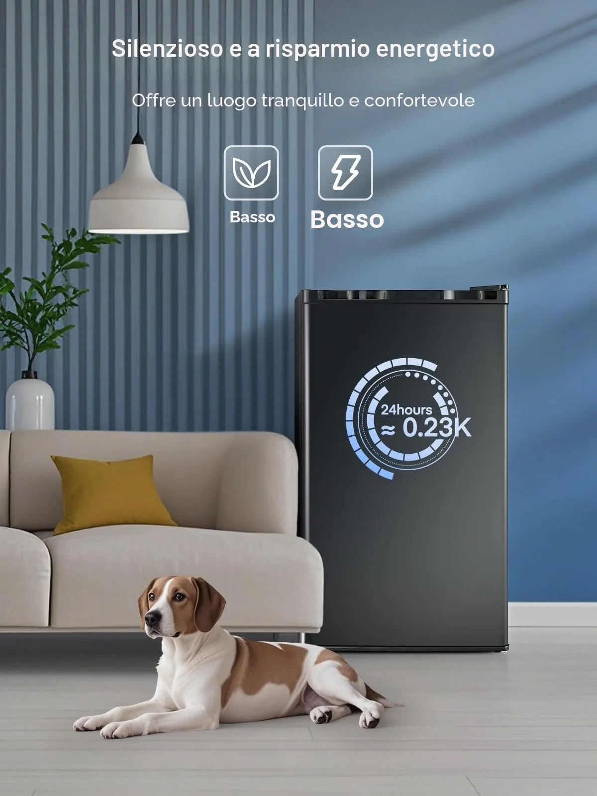 FOHERE Frigorifero Piccolo 91L con Freezer, Frigorifero Monoporta, Silenzioso, 7 Termostato Regolabile, Scomparto per Verdure, Mini Frigo da Ufficio, Camera, Nero - immagine 3