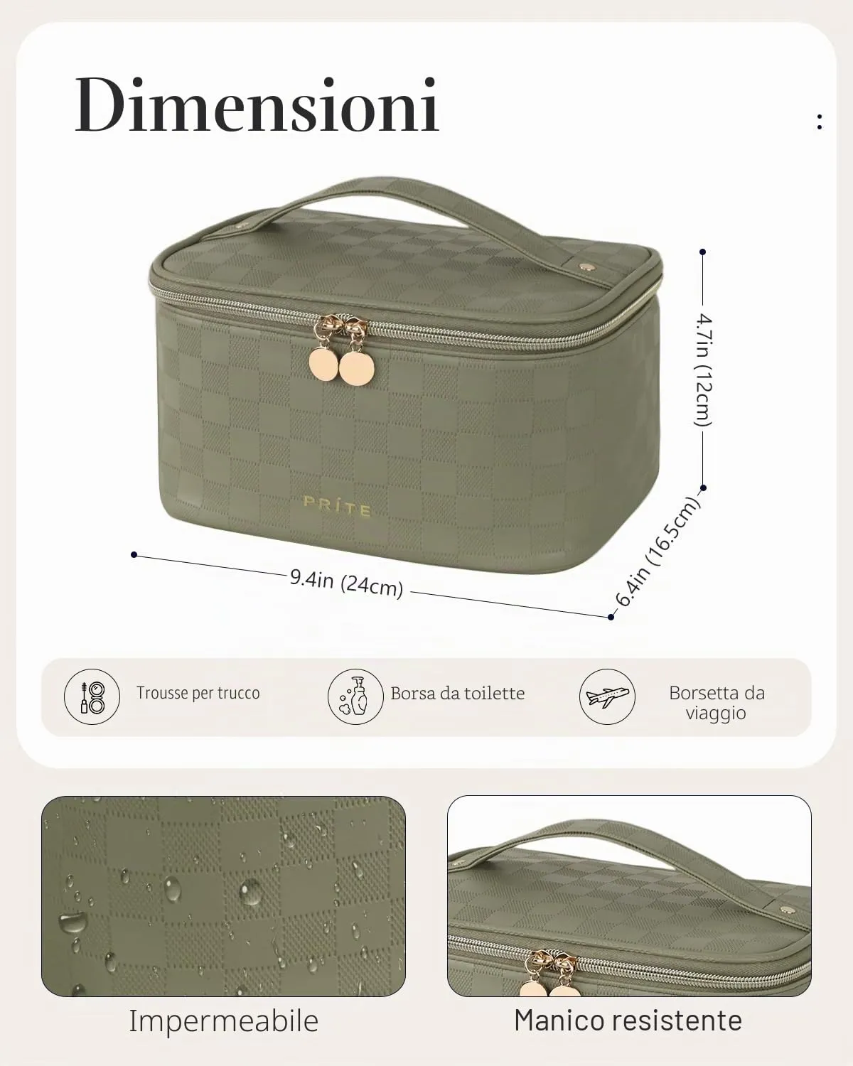 Prite Borsa Trucco Da Viaggio Femminile Con Scomparto Portapennelli - immagine 5