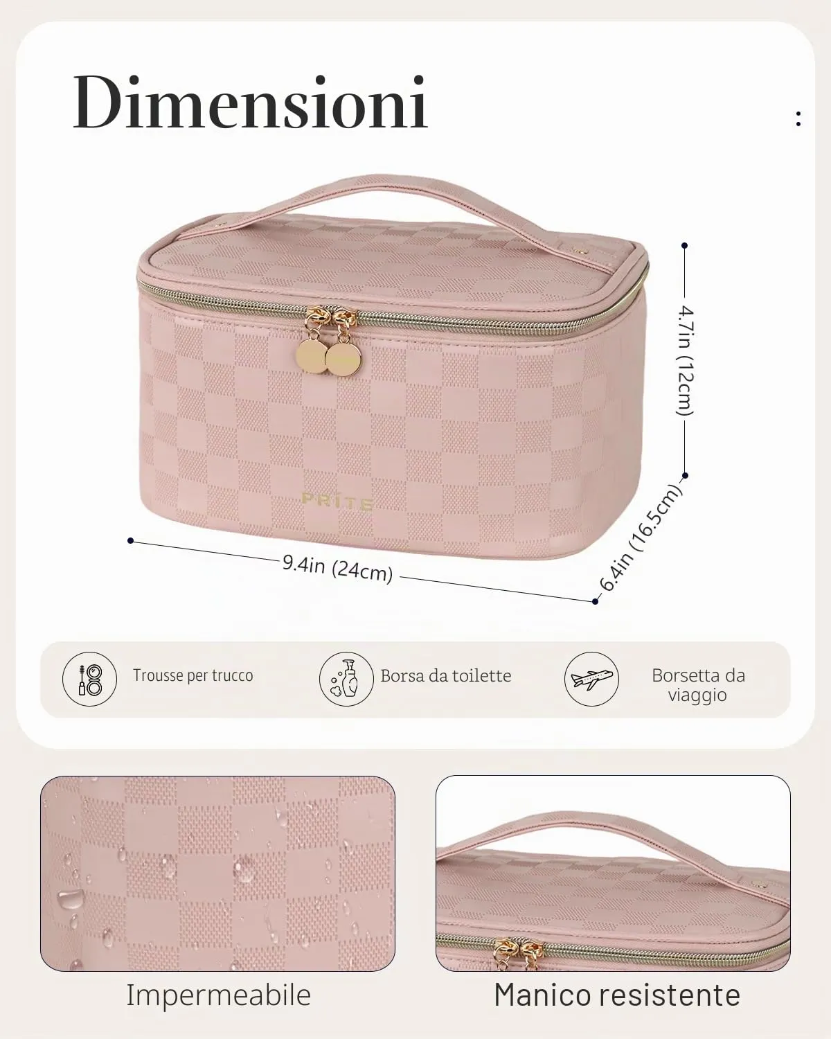 Prite Borsa Trucco Da Viaggio Femminile Con Scomparto Portapennelli - immagine 5