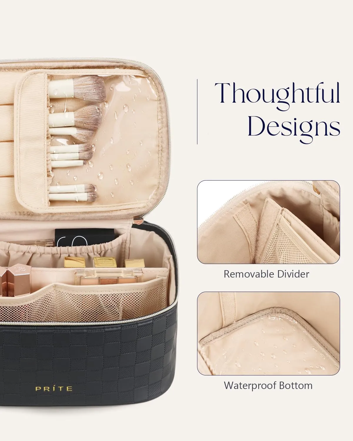 Prite Borsa Trucco Da Viaggio Femminile Con Scomparto Portapennelli - immagine 4