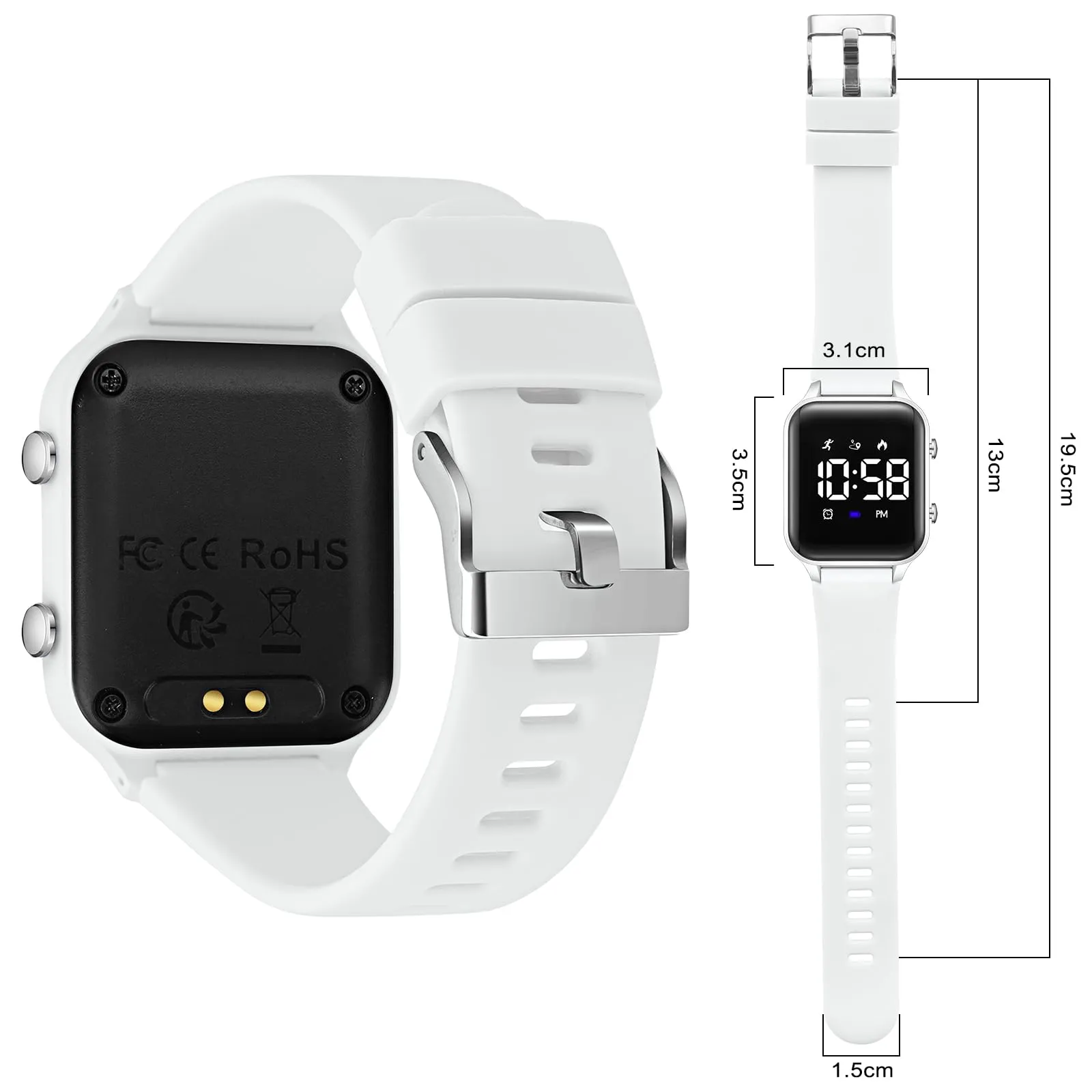 Timever orologio digitale bambina bambini con contapassi,sveglia,cronometro,luce,data-orologio per ragazzi e ragazze senza app e telefono con cinturino in silicone - immagine 2