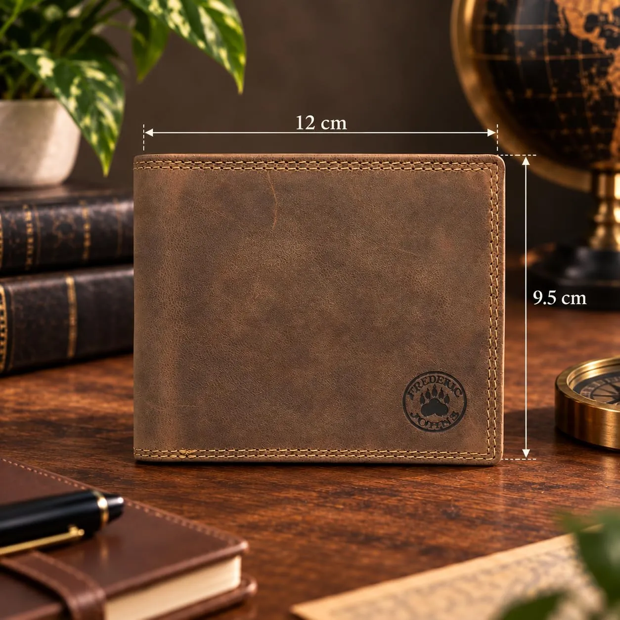 Frédéric Johns Portafoglio Uomo in Vera Pelle Vintage con Protezione RFID, Sottile e Compatto, Portacarte e Portamonete, Idea Regalo Uomo - immagine 3