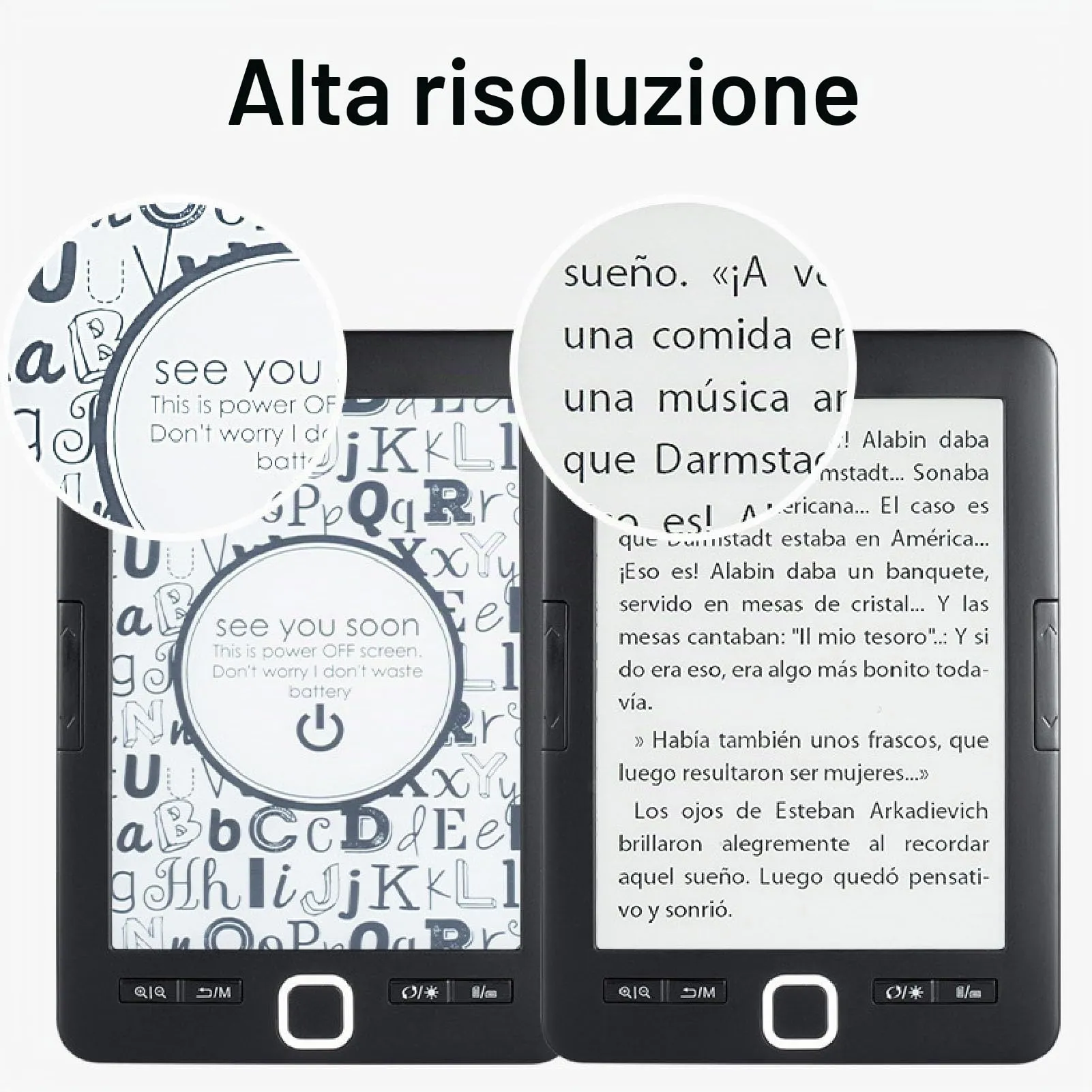 Lettore di EBook Portatile con Schermo HD Ink da 6 Pollici, BK6033, Memoria Integrata da 8 GB, luminosità Regolabile, Adatto per Bambini, Adulti e anziani. - immagine 3