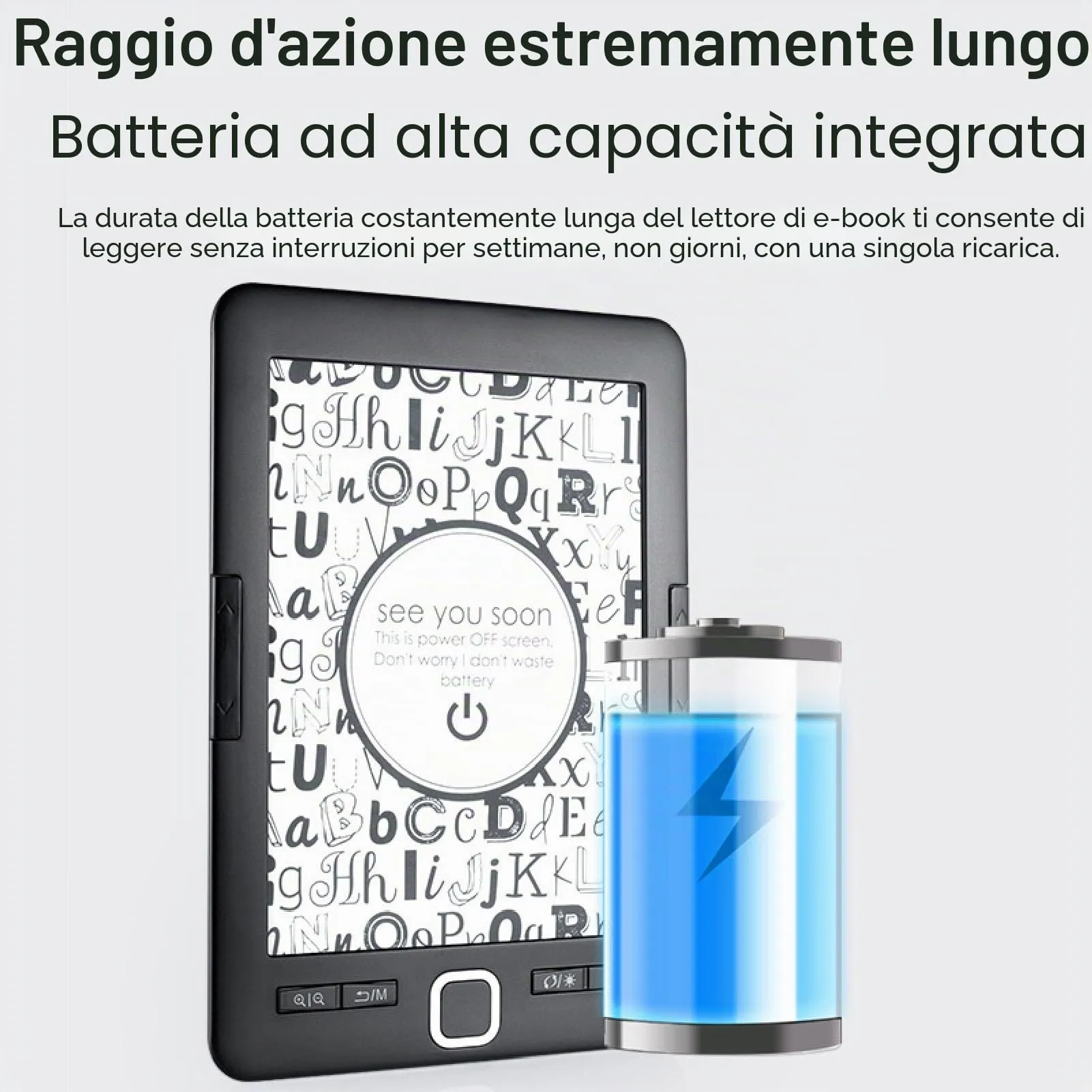 Lettore di EBook Portatile con Schermo HD Ink da 6 Pollici, BK6033, Memoria Integrata da 8 GB, luminosità Regolabile, Adatto per Bambini, Adulti e anziani. - immagine 6