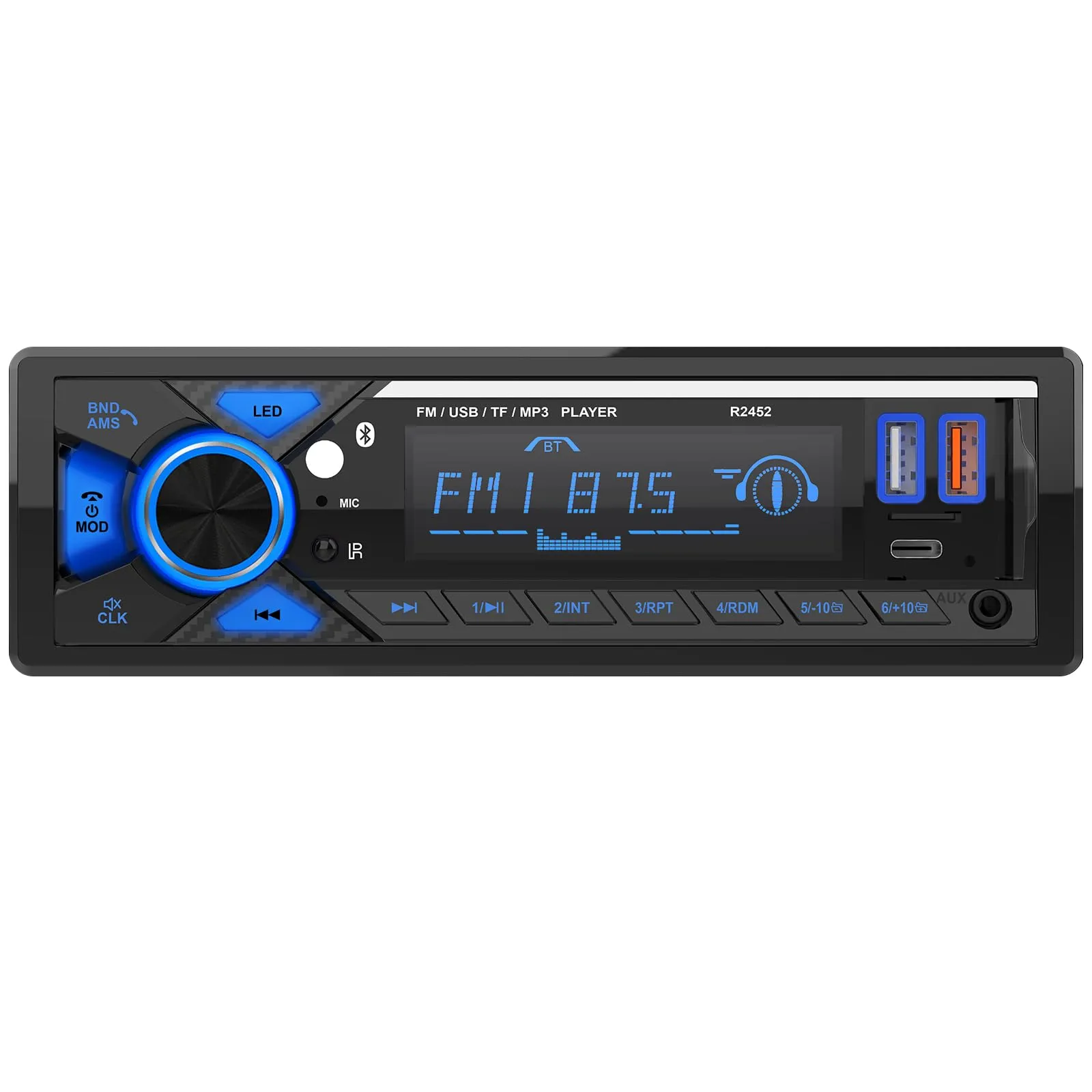 RDS Autoradio Bluetooth con Porta di Ricarica Typ-C,Stereo Auto Bluetooth - immagine 1
