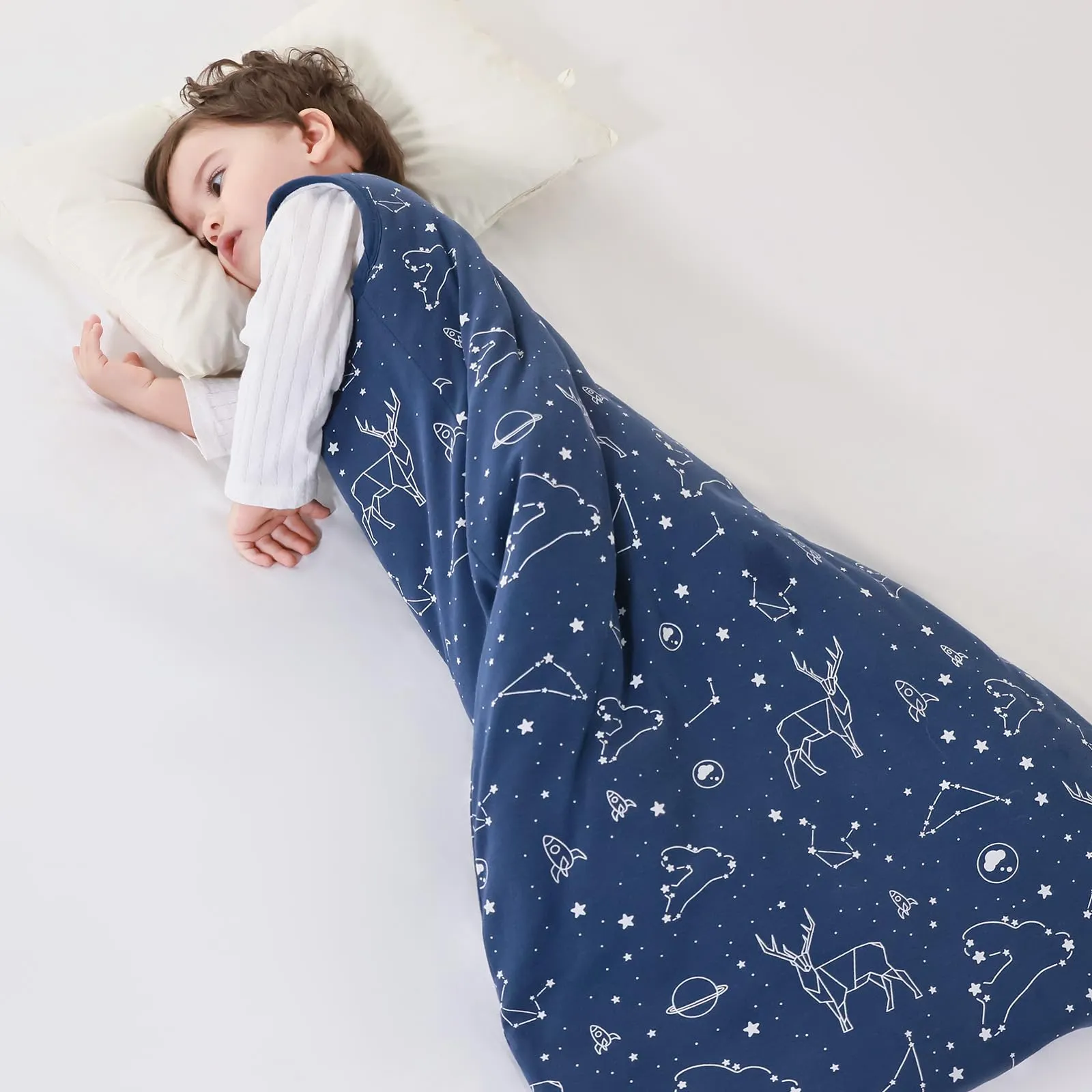 Mosebears Sacco nanna invernale per bambini, 2,5 tog,cotone, per diverse misure dalla nascita all'età di 24 mesi(Navy Blue,6-12 mesi) - immagine 7