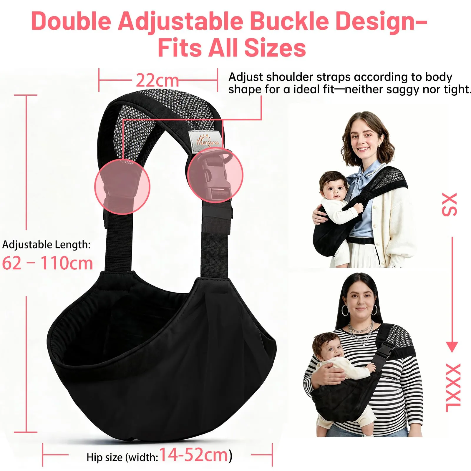 Mumgaroo Fascia Neonato Porta Bebè (da 0 a 15kg, Pieghevole 12 cm) - immagine 3