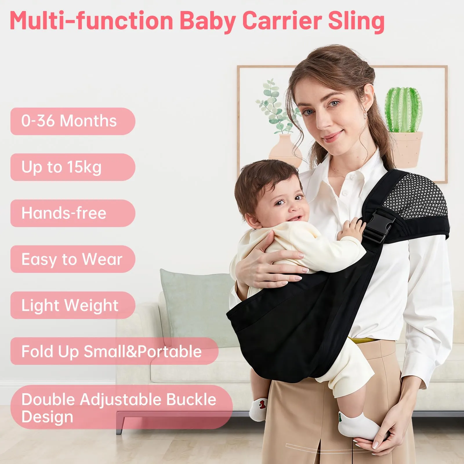 Mumgaroo Fascia Neonato Porta Bebè (da 0 a 15kg, Pieghevole 12 cm) - immagine 9