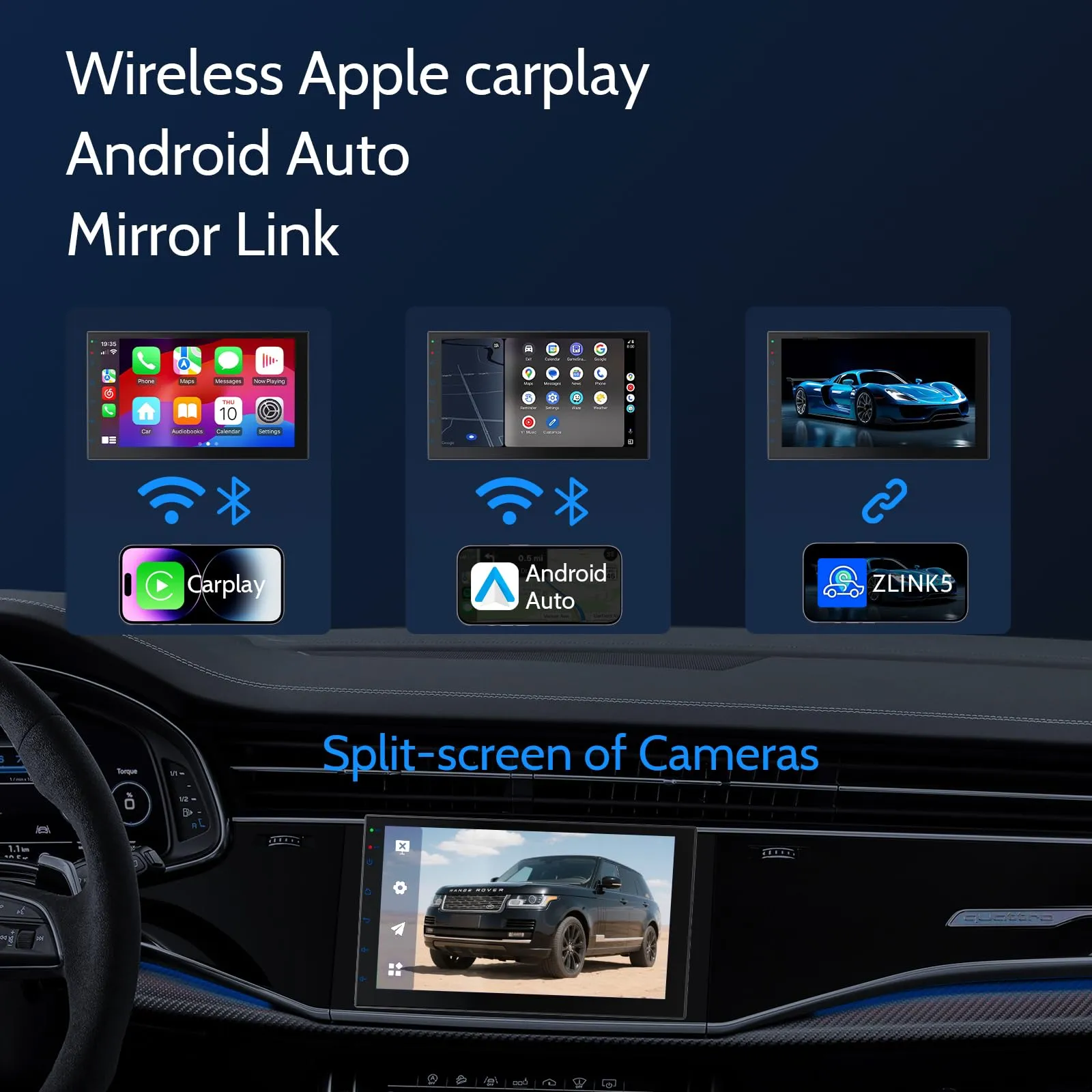 Haudio Autoradio 2 Din 7 Pollici Touchscreen IPS, CarPlay Wireless & Android Auto,Comando vocale,Mirror Link,EQ,FM Radio,Bluetooth 5.0,GPS|SWC|RAM 2GB+ROM 32GB(Telecamera posteriore non inclusa) - immagine 2