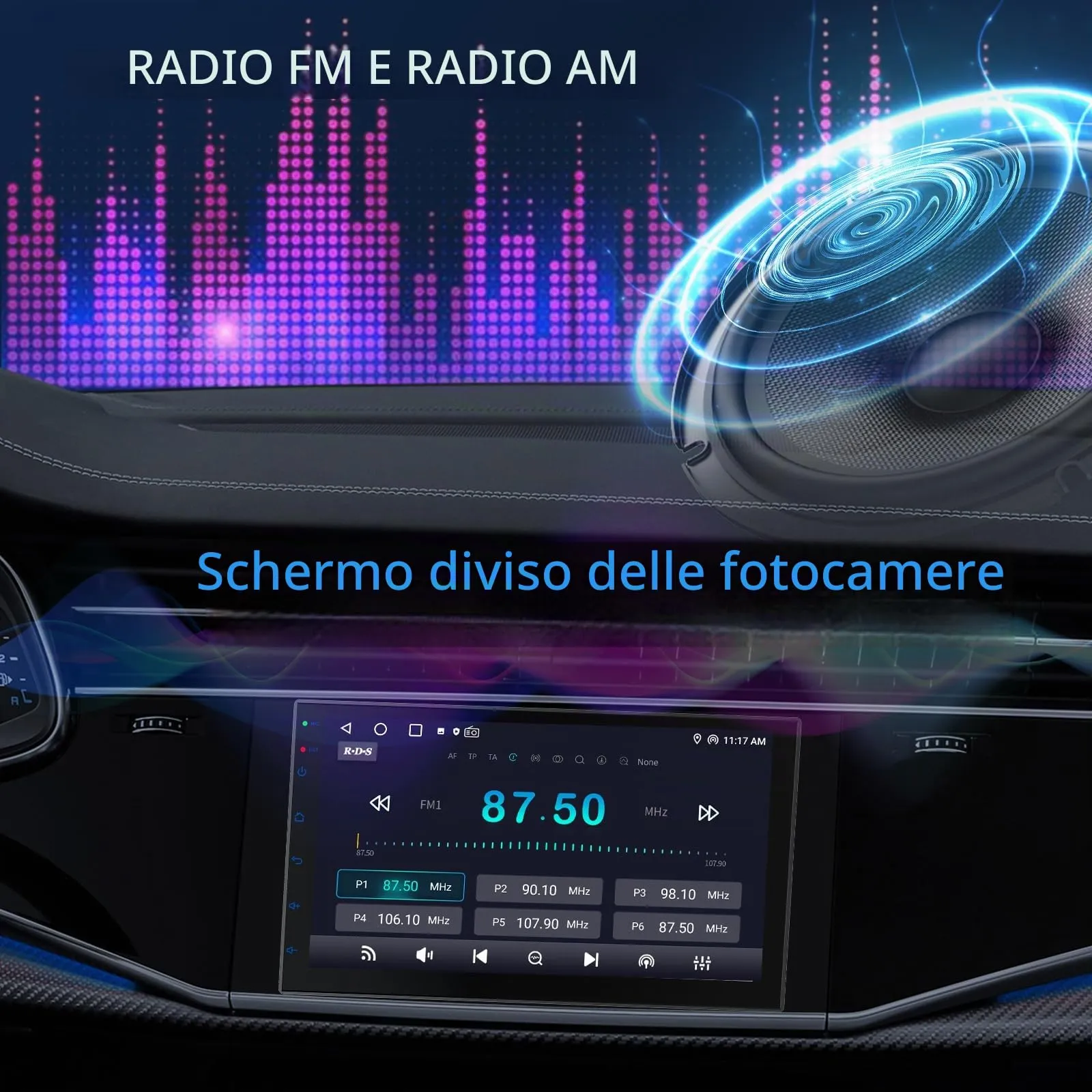Haudio Autoradio 2 Din 7 Pollici Touchscreen IPS, CarPlay Wireless & Android Auto,Comando vocale,Mirror Link,EQ,FM Radio,Bluetooth 5.0,GPS|SWC|RAM 2GB+ROM 32GB(Telecamera posteriore non inclusa) - immagine 5