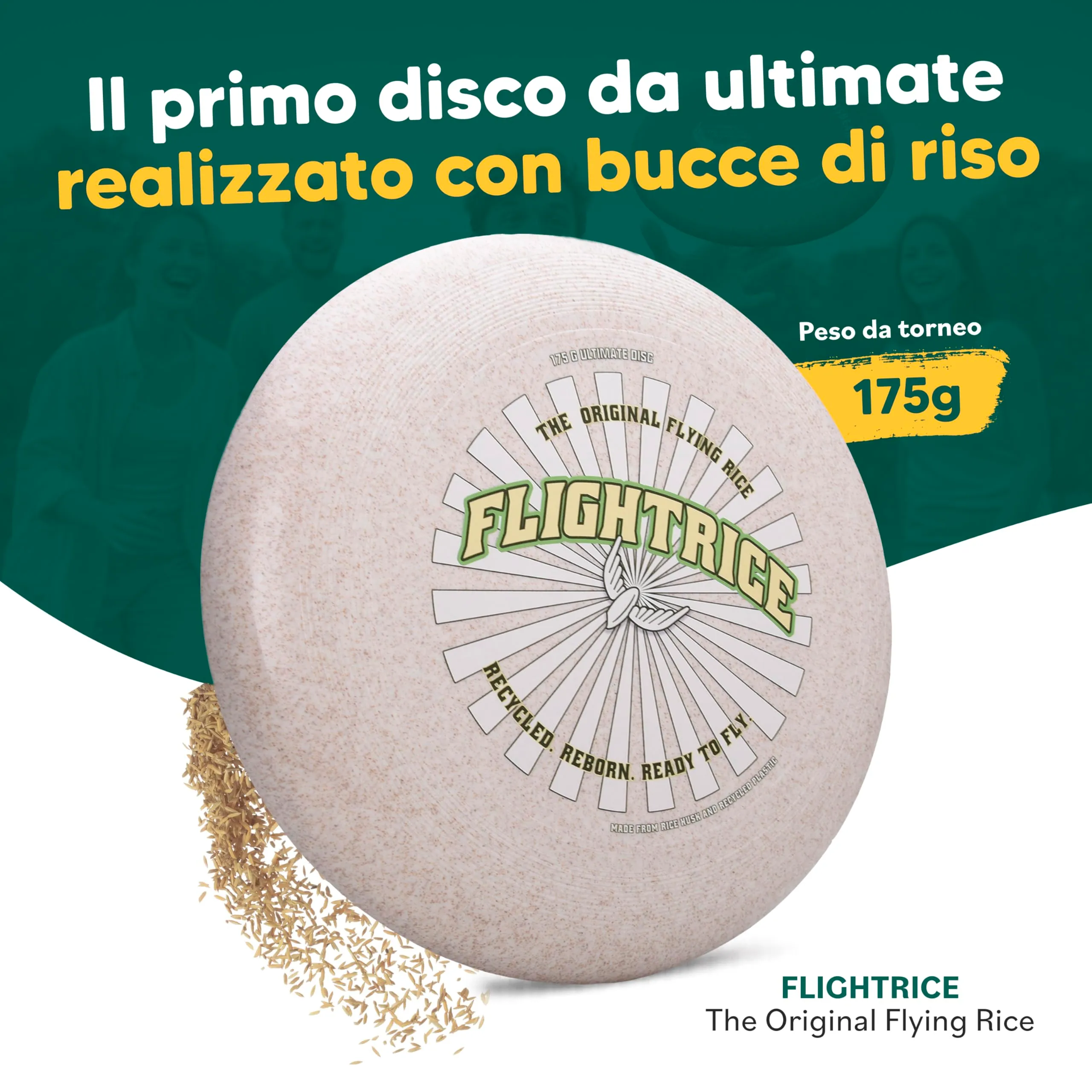 Kindskopf Frisbee 175g – Disco Volante Ultimate sostenibile in plastica Riciclata – Frisbee Professionale per Spiaggia e Parco – Gioco all'aperto Antiscivolo - immagine 2