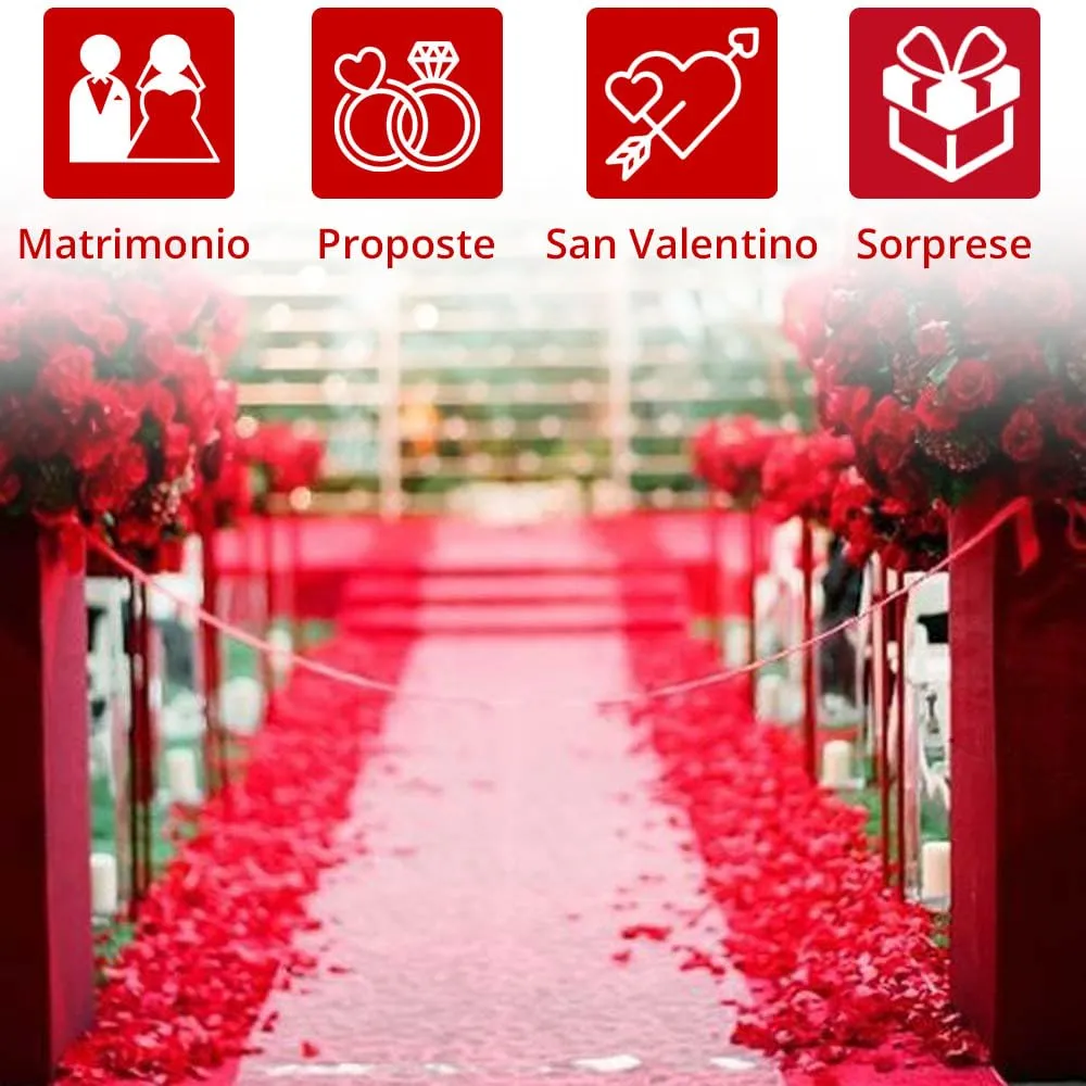 Kit Romantico di 50 Candeline a Forma di Cuore + 1000 Petali di Rosa di Seta + 5 Palloncini Rossi - Decorazioni per Matrimonio, San Valentino e Fidanzamento - immagine 4