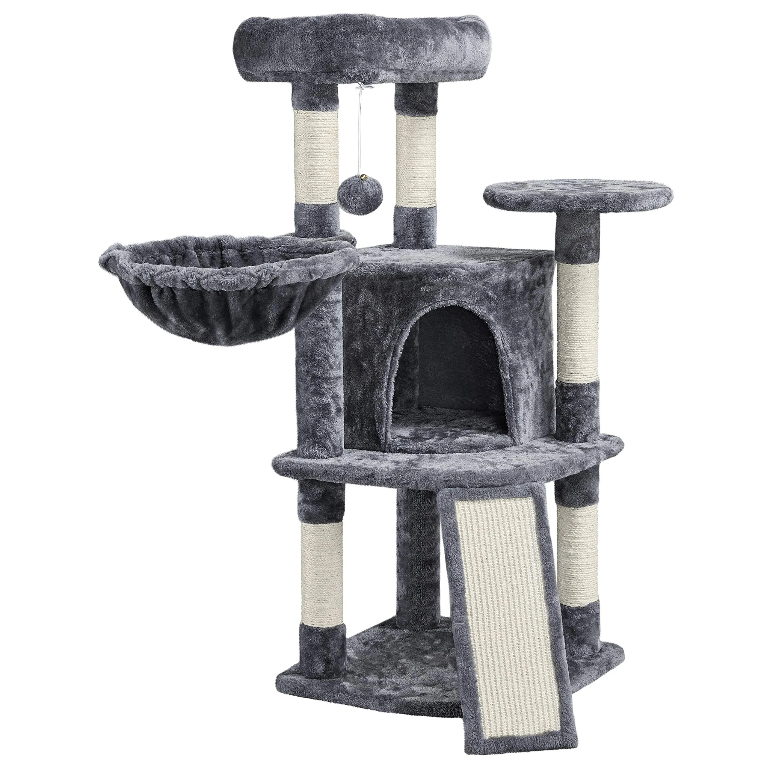 Yaheetech Albero Tiragraffi per Gatti 106 cm Multilivello Grigio Scuro - immagine 1