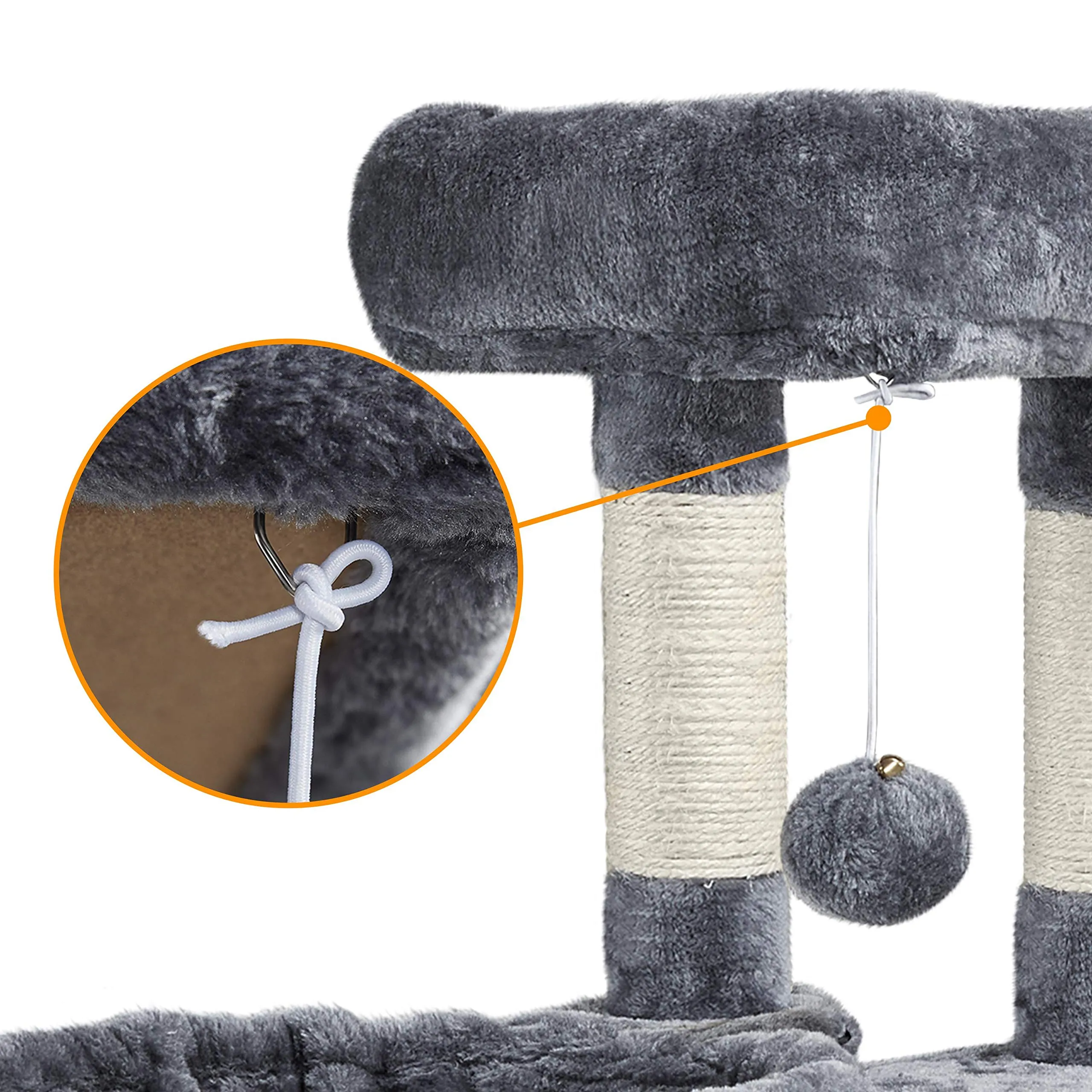 Yaheetech Albero Tiragraffi per Gatti 106 cm Multilivello Grigio Scuro - immagine 7