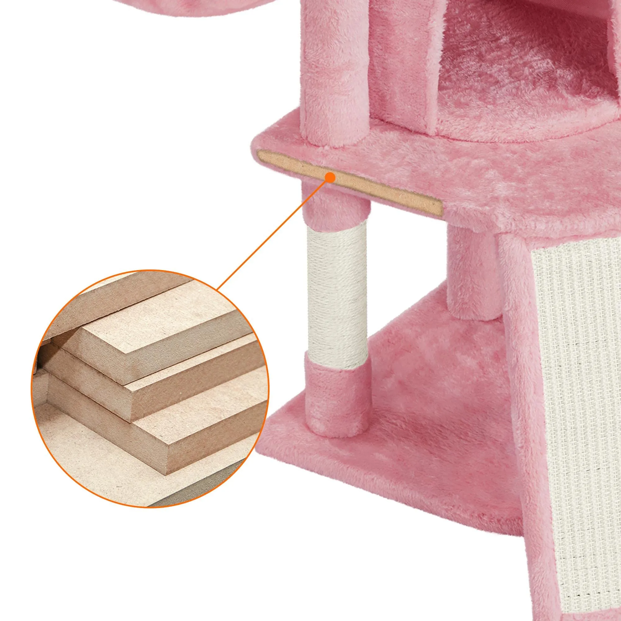 Yaheetech Tiragraffi Albero per Gatti 107 cm con Condonimio Cestino Posatoio Palla Rosa - immagine 6