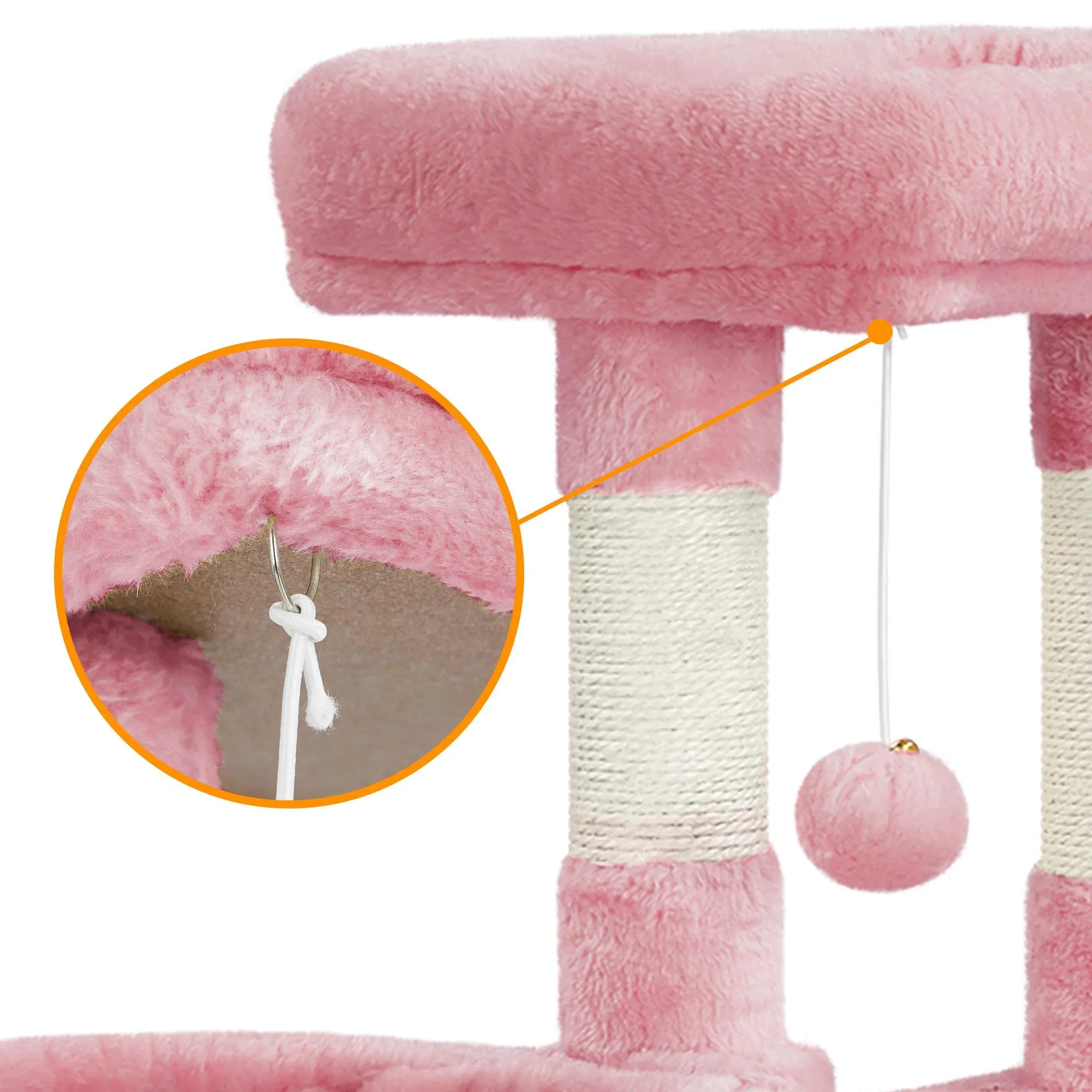 Yaheetech Tiragraffi Albero per Gatti 107 cm con Condonimio Cestino Posatoio Palla Rosa - immagine 7