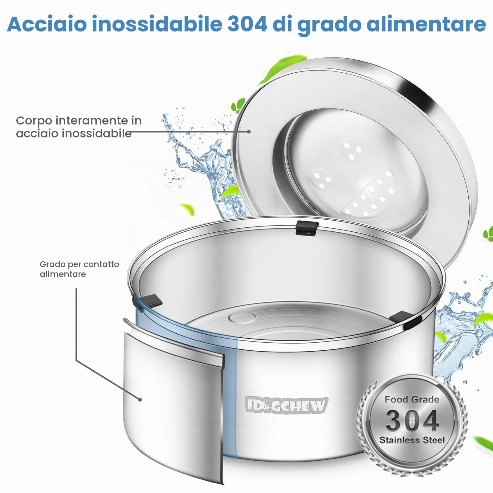 IDOGCHEW Ciotola Acqua Cane Antigoccia 3 L, in Acciaio, Anti-Fuoriuscita - immagine 2