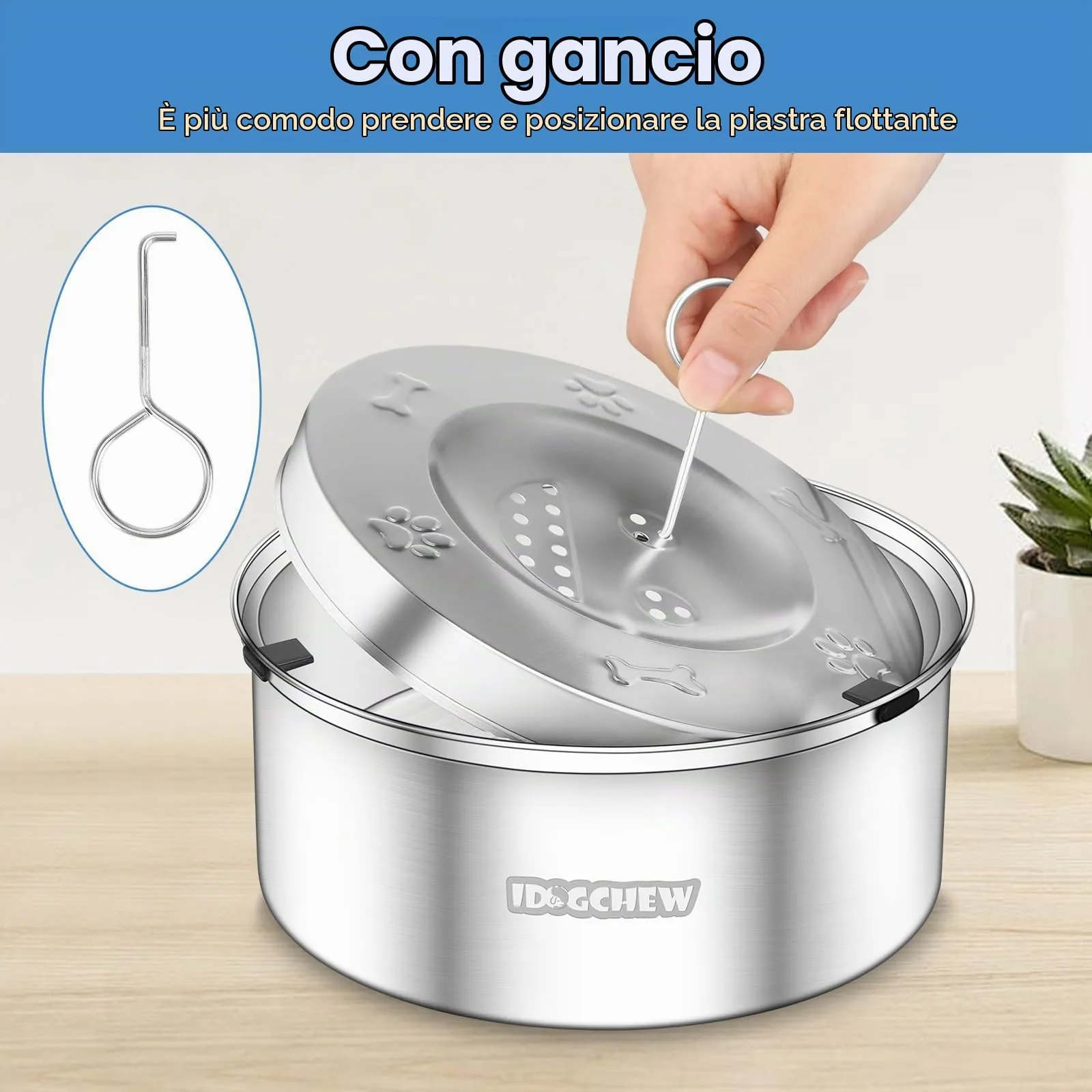 IDOGCHEW Ciotola Acqua Cane Antigoccia 1 L, in Acciaio, Anti-Fuoriuscita - immagine 3