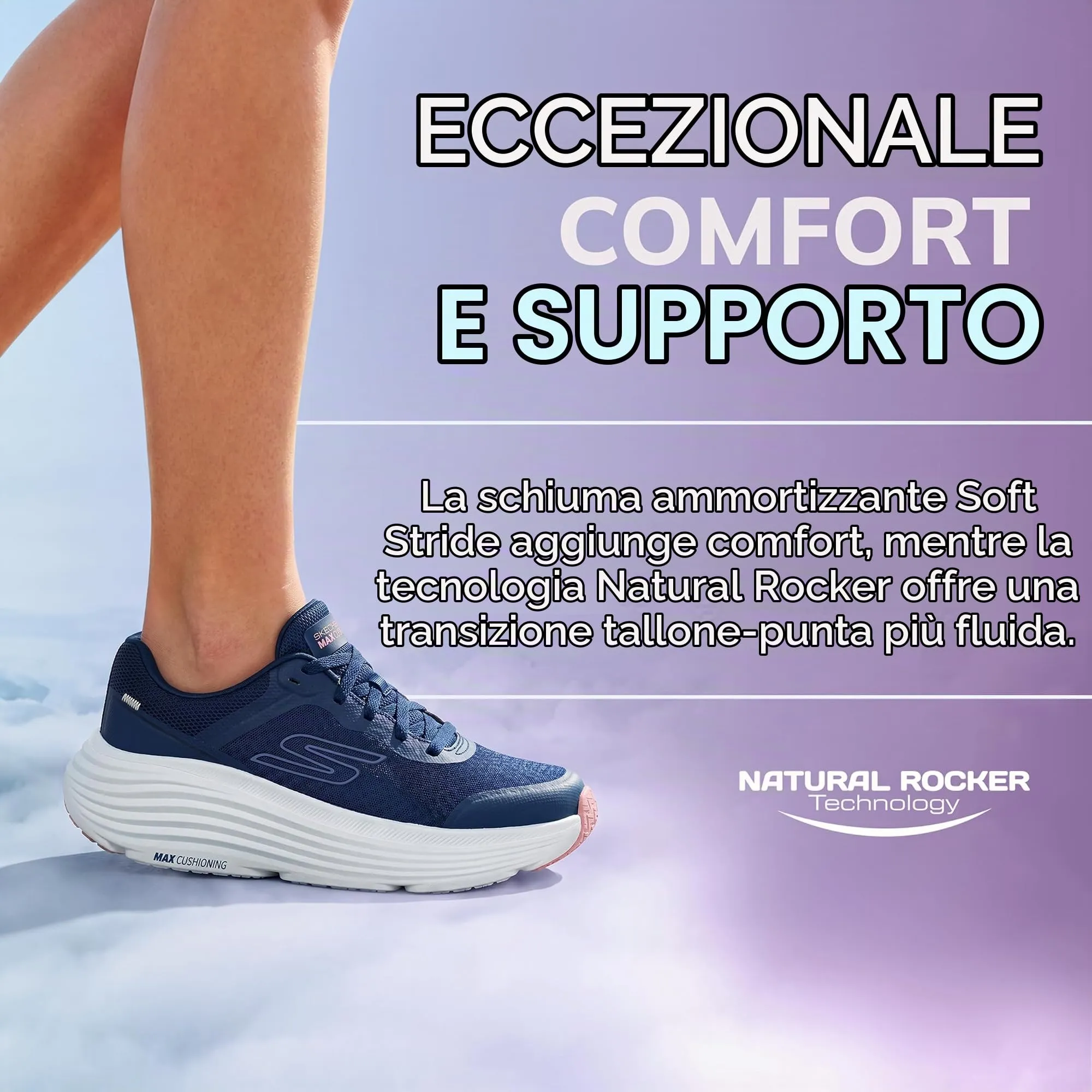 Skechers Donna Max Cushioning Endeavour Canova Trainers, Navy Synthetic Pink Trim, 39.5 EU - immagine 3