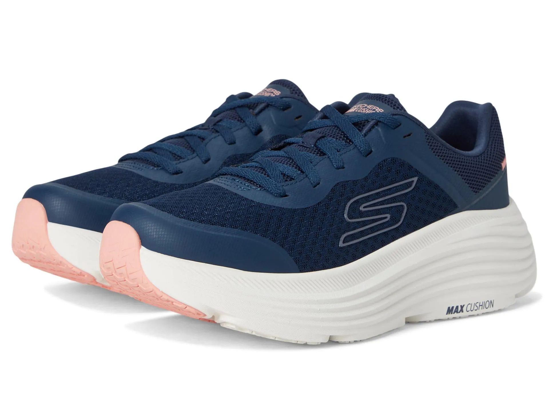 Skechers Donna Max Cushioning Endeavour Canova Trainers, Navy Synthetic Pink Trim, 38.5 EU - immagine 2