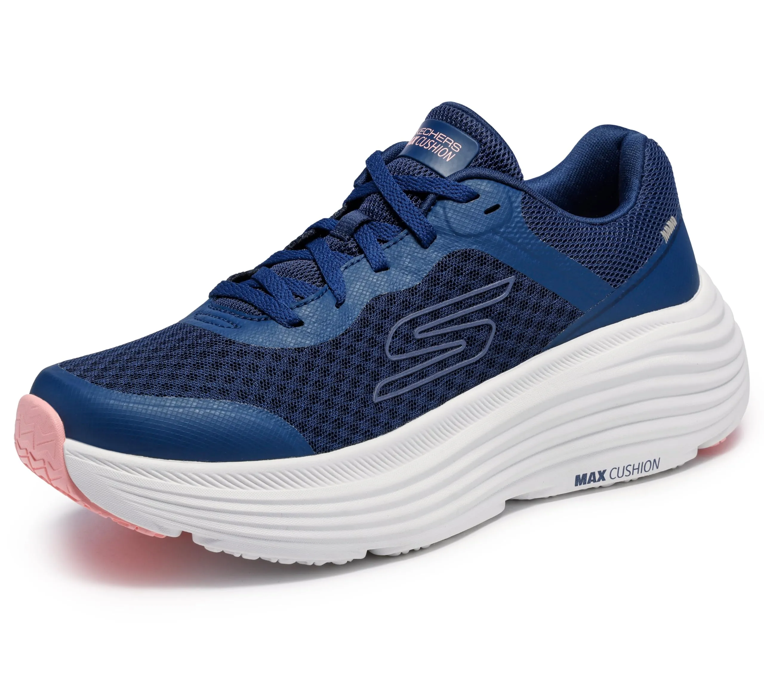 Skechers Donna Max Cushioning Endeavour Canova Trainers, Navy Synthetic Pink Trim, 40 EU - immagine 1
