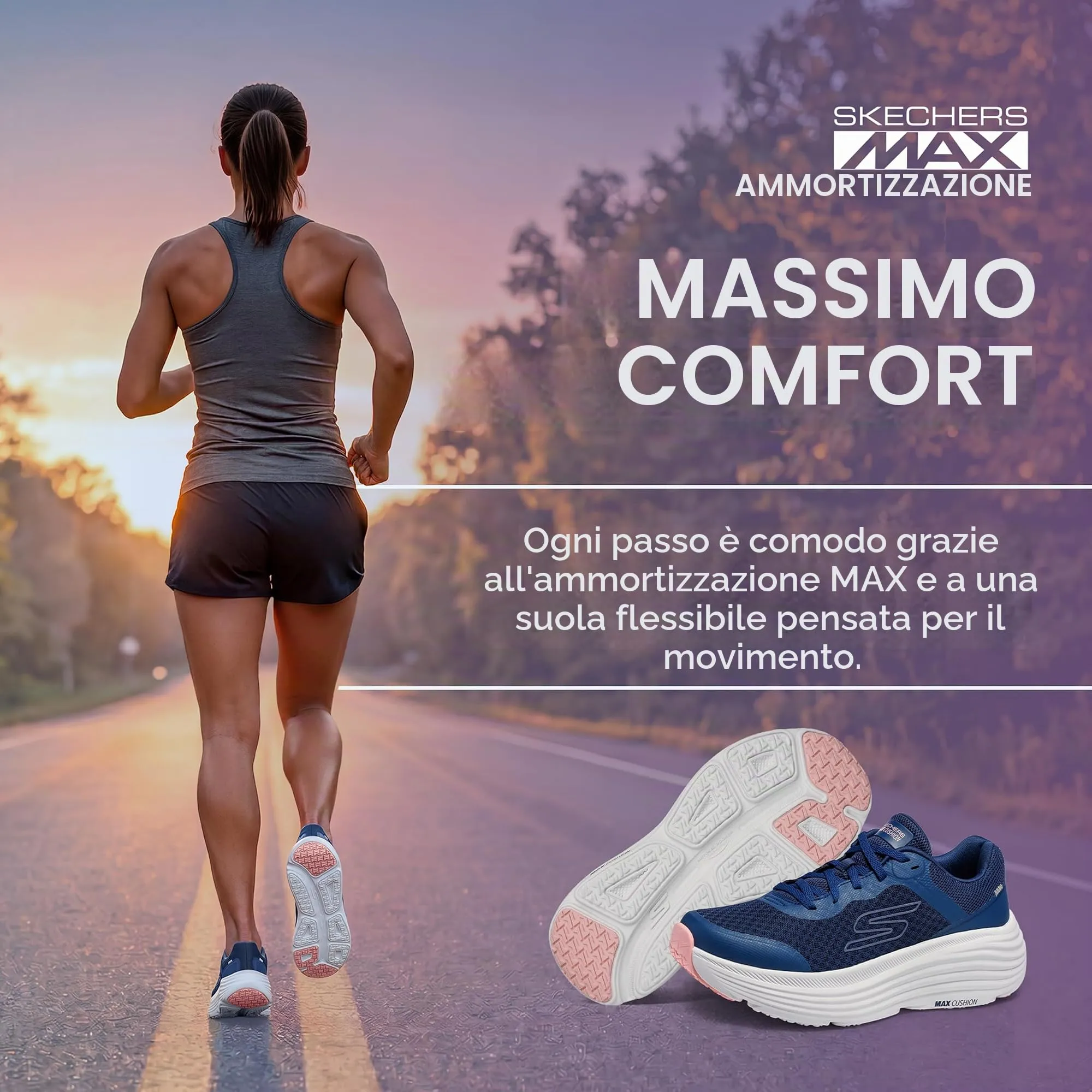 Skechers Donna Max Cushioning Endeavour Canova Trainers, Navy Synthetic Pink Trim, 36 EU - immagine 2