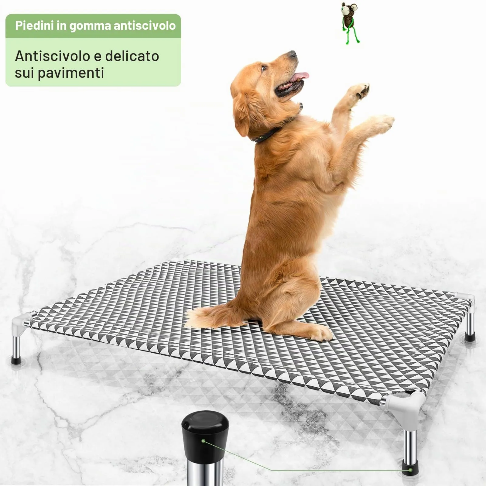 Cuccia per cani rialzata per esterni, taglia XL, in cotone, piedini antiscivolo, adatta fino a 54,4 kg - immagine 4