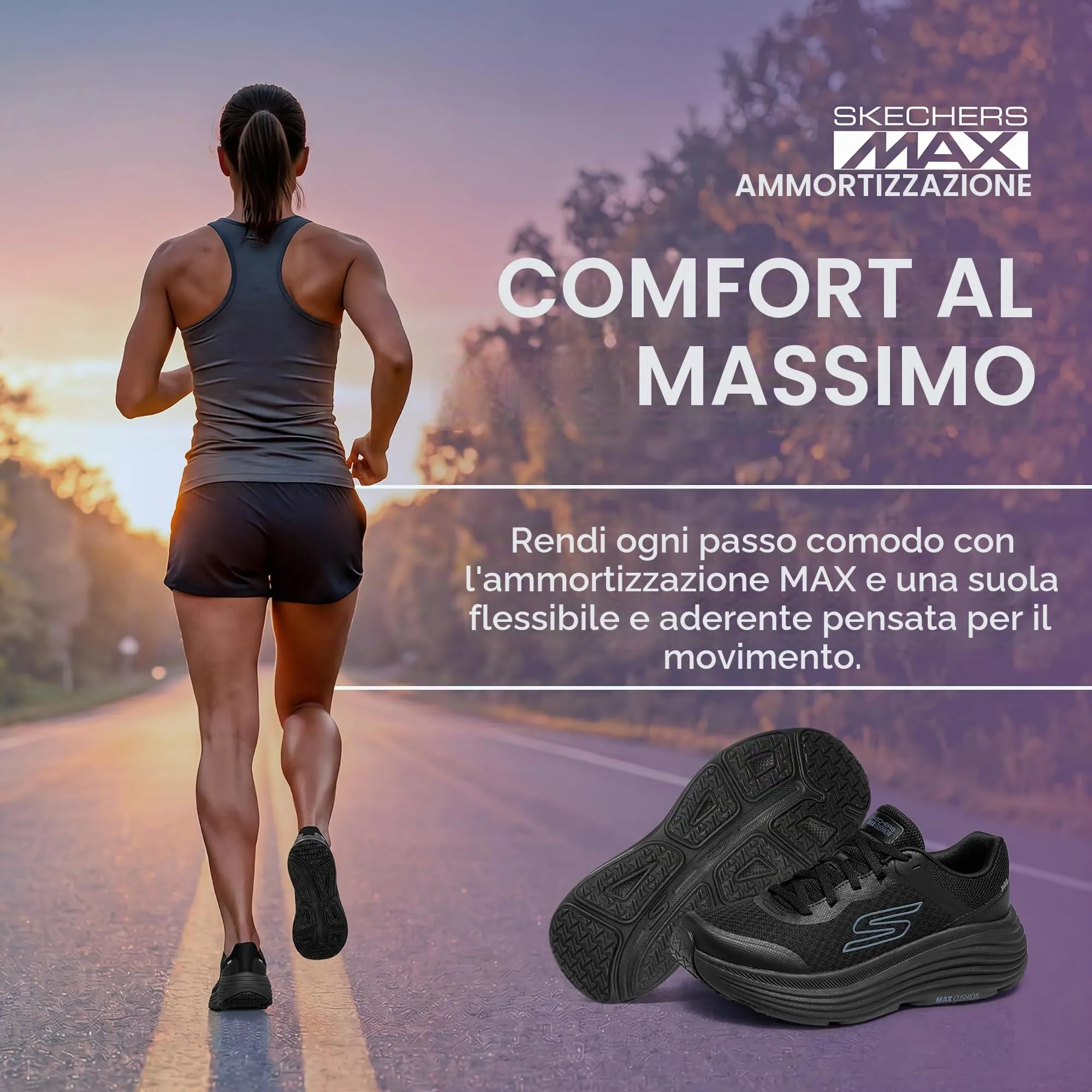Skechers Donna Max Cushioning Endeavour Canova Trainers, Black, 37.5 EU Larga - immagine 3