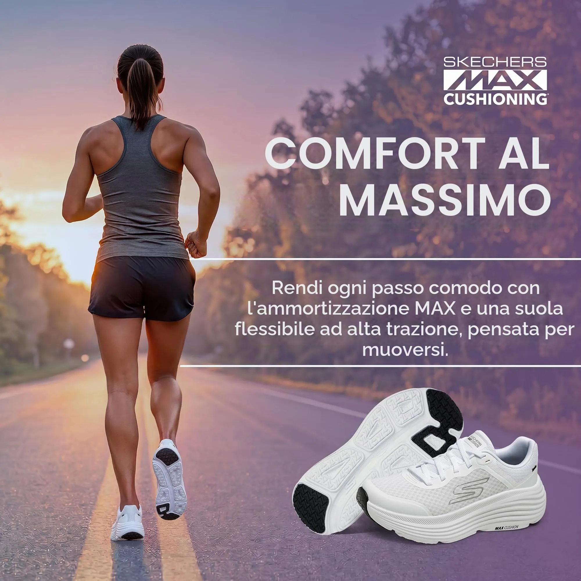 Skechers Donna Max Cushioning Endeavour Canova Trainers, White Synthetic/Black Trim, 36.5 EU - immagine 6