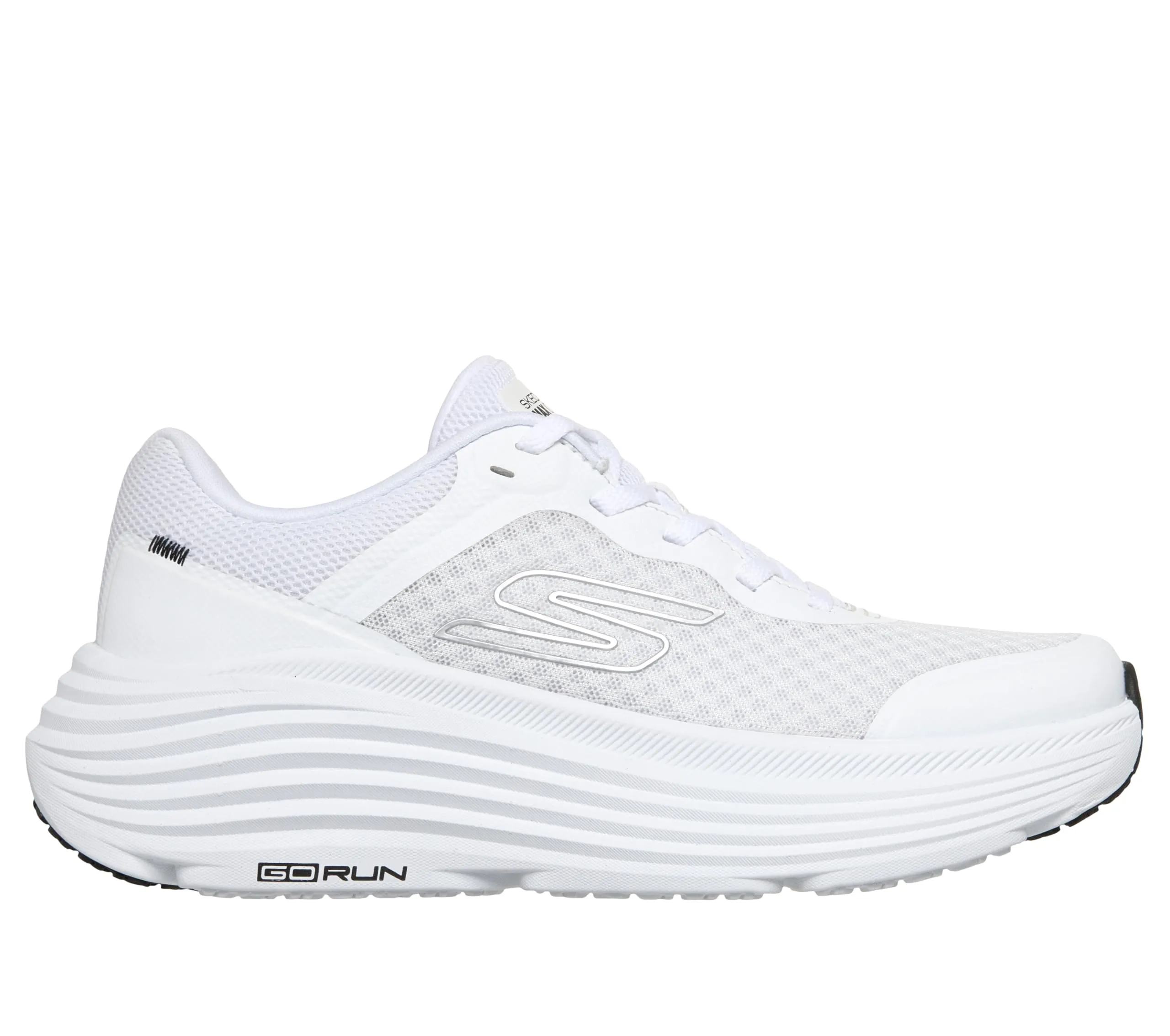 Skechers Donna Max Cushioning Endeavour Canova Trainers, White Synthetic/Black Trim, 38 EU - immagine 7